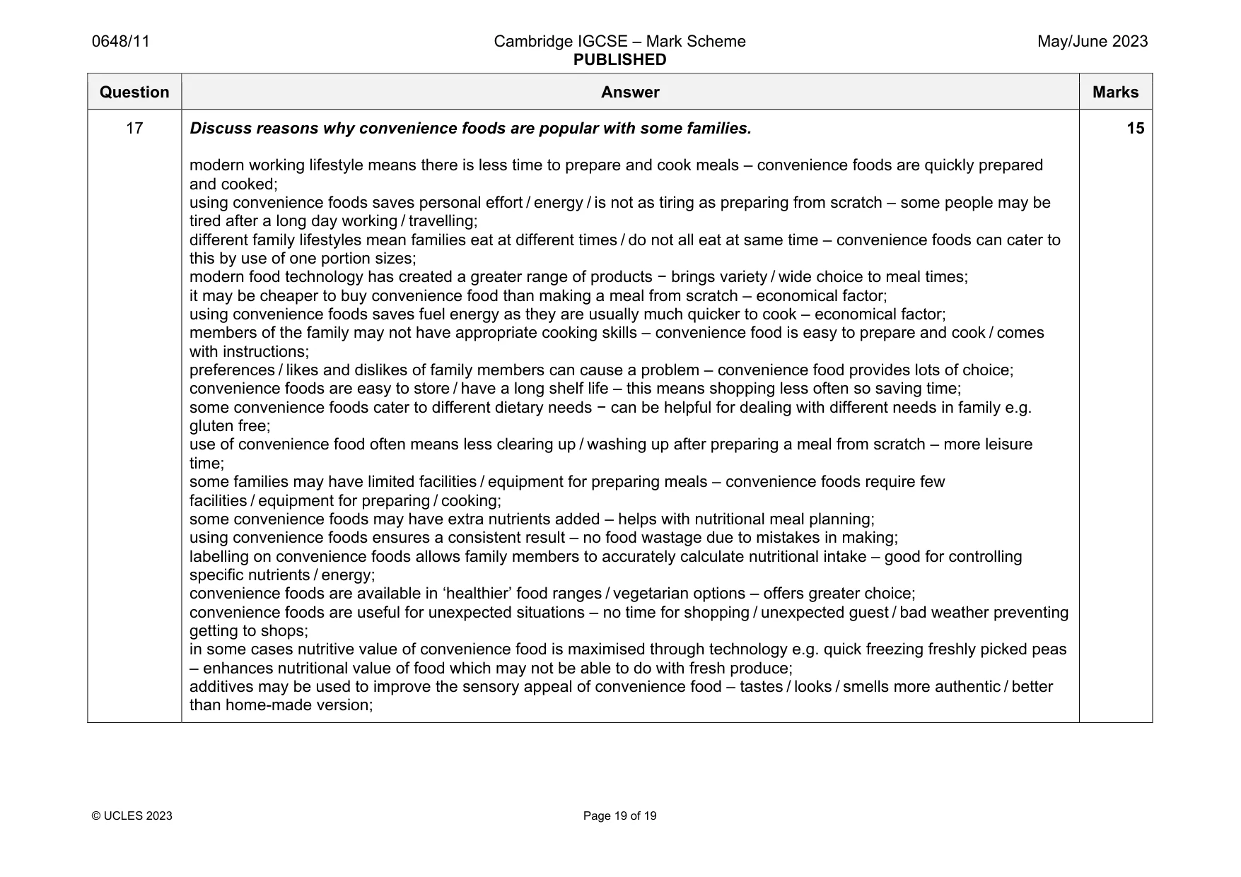 Mark scheme, page 19 of 19