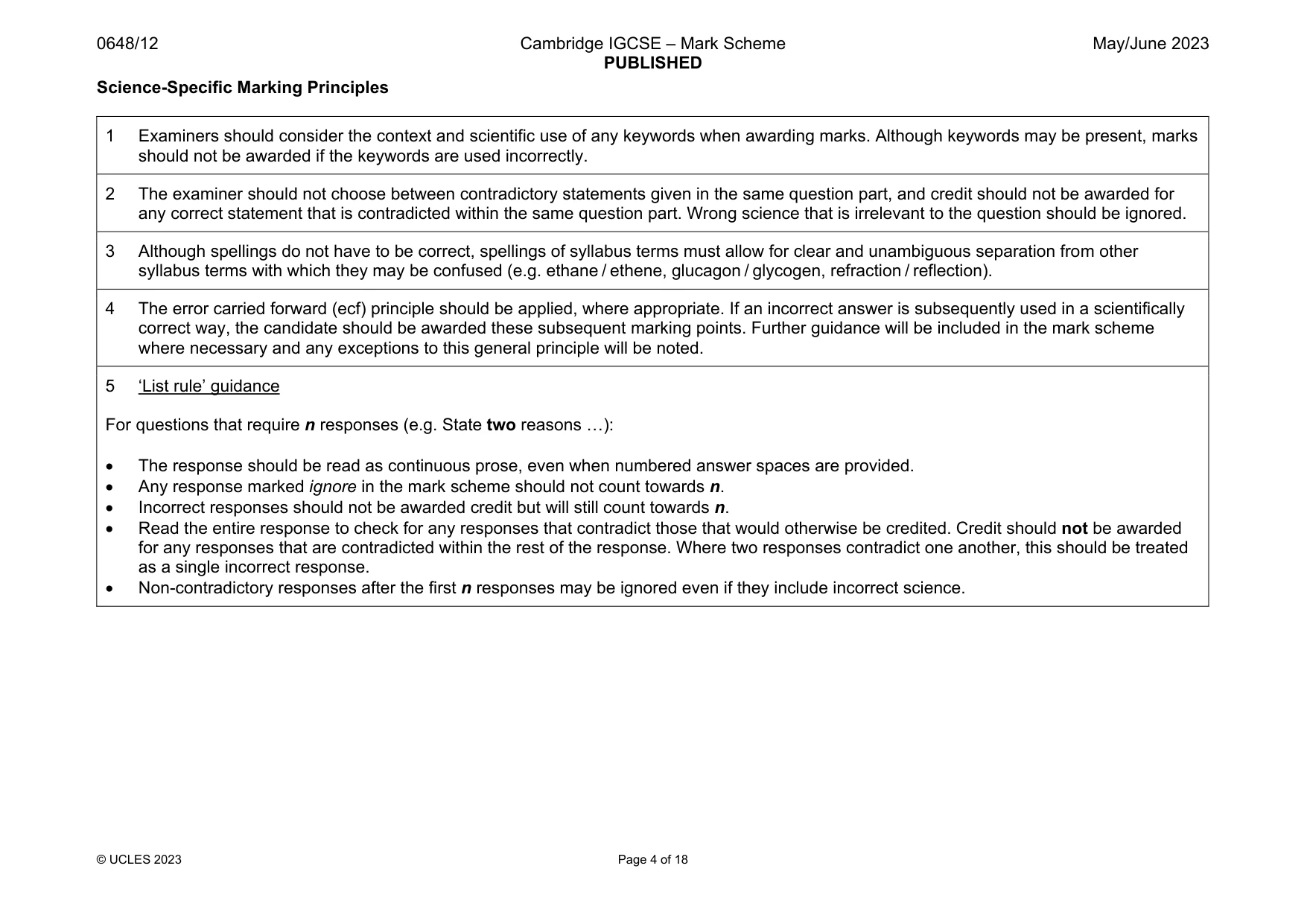Mark scheme, page 4 of 18