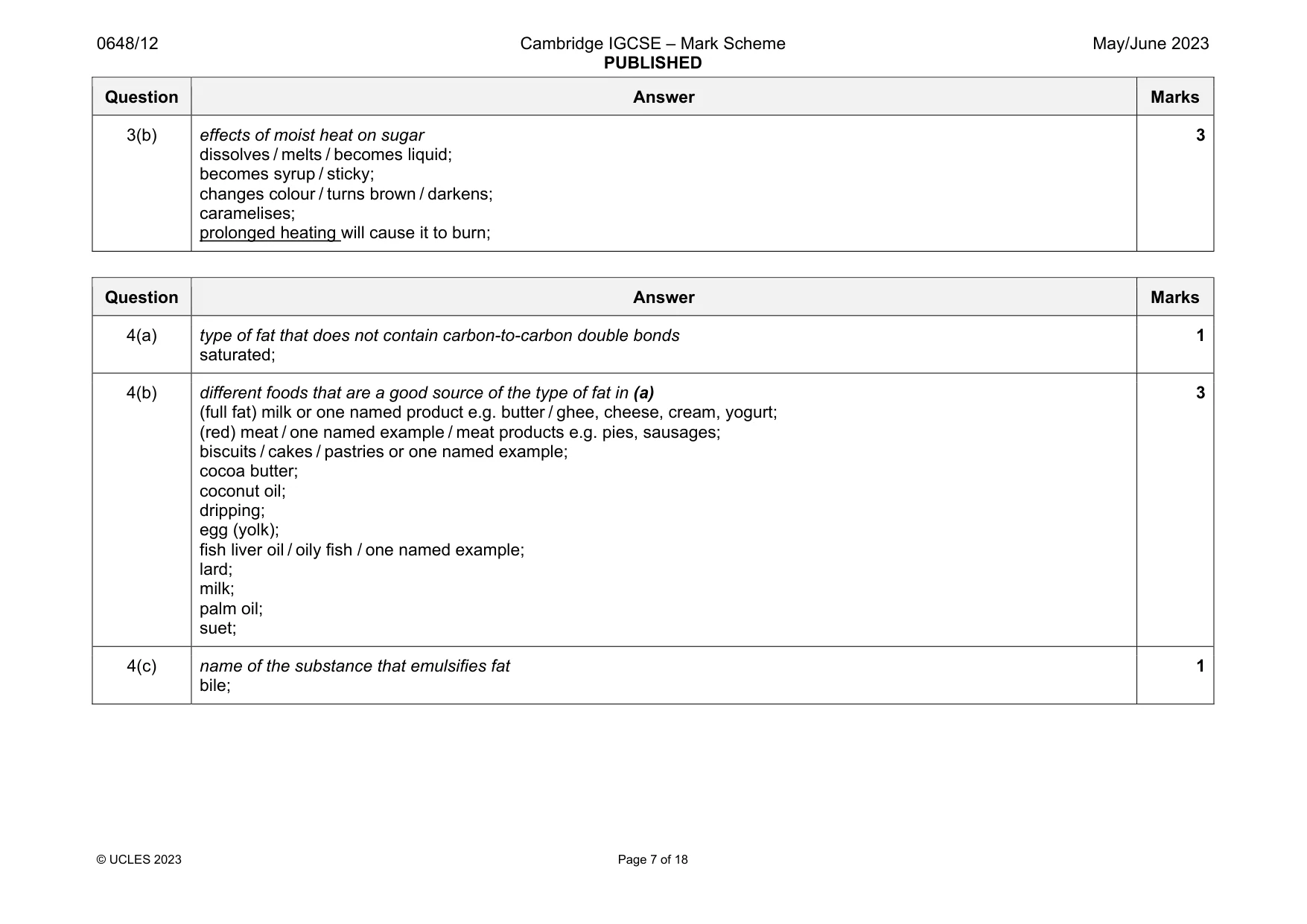 Mark scheme, page 7 of 18
