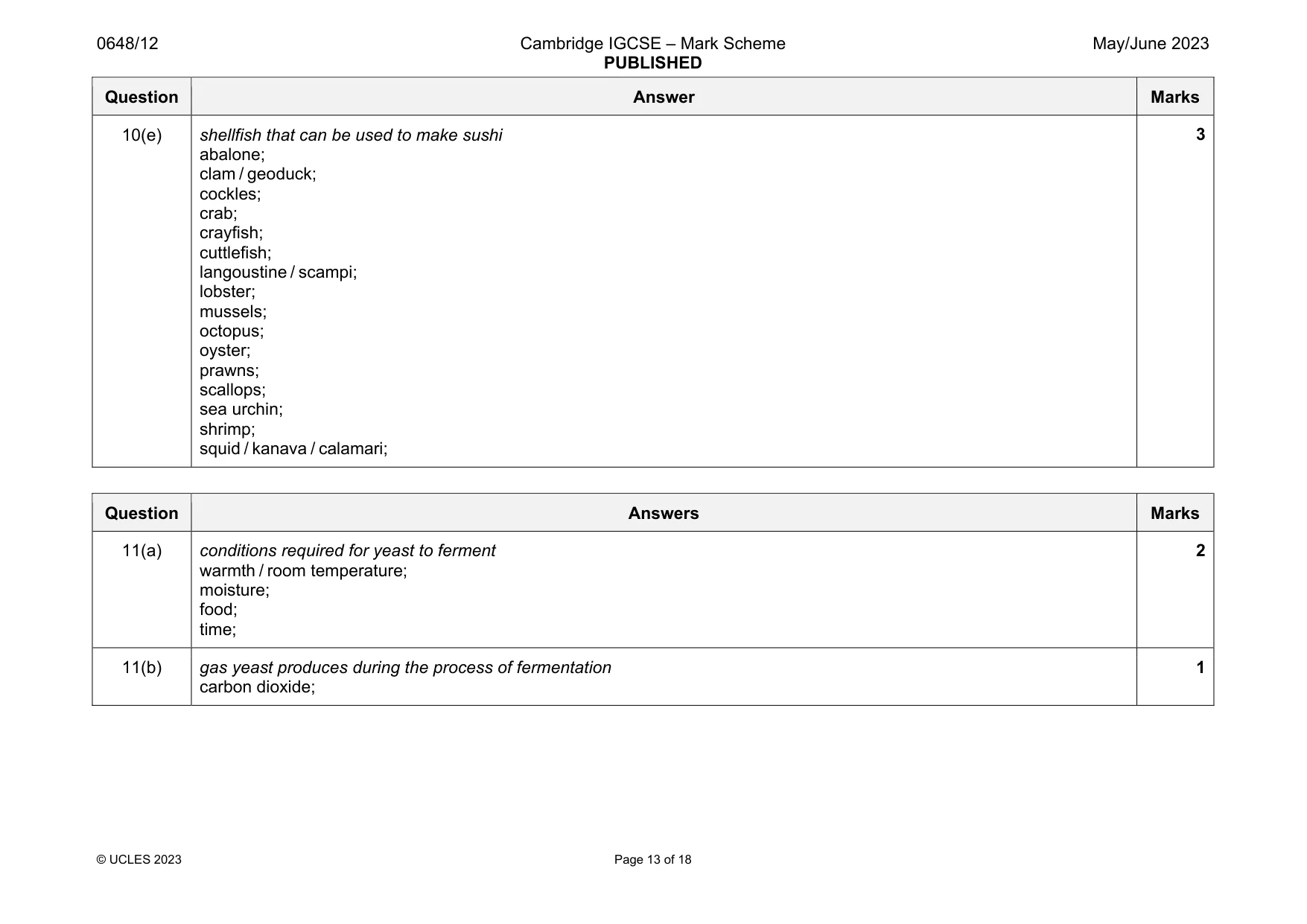 Mark scheme, page 13 of 18