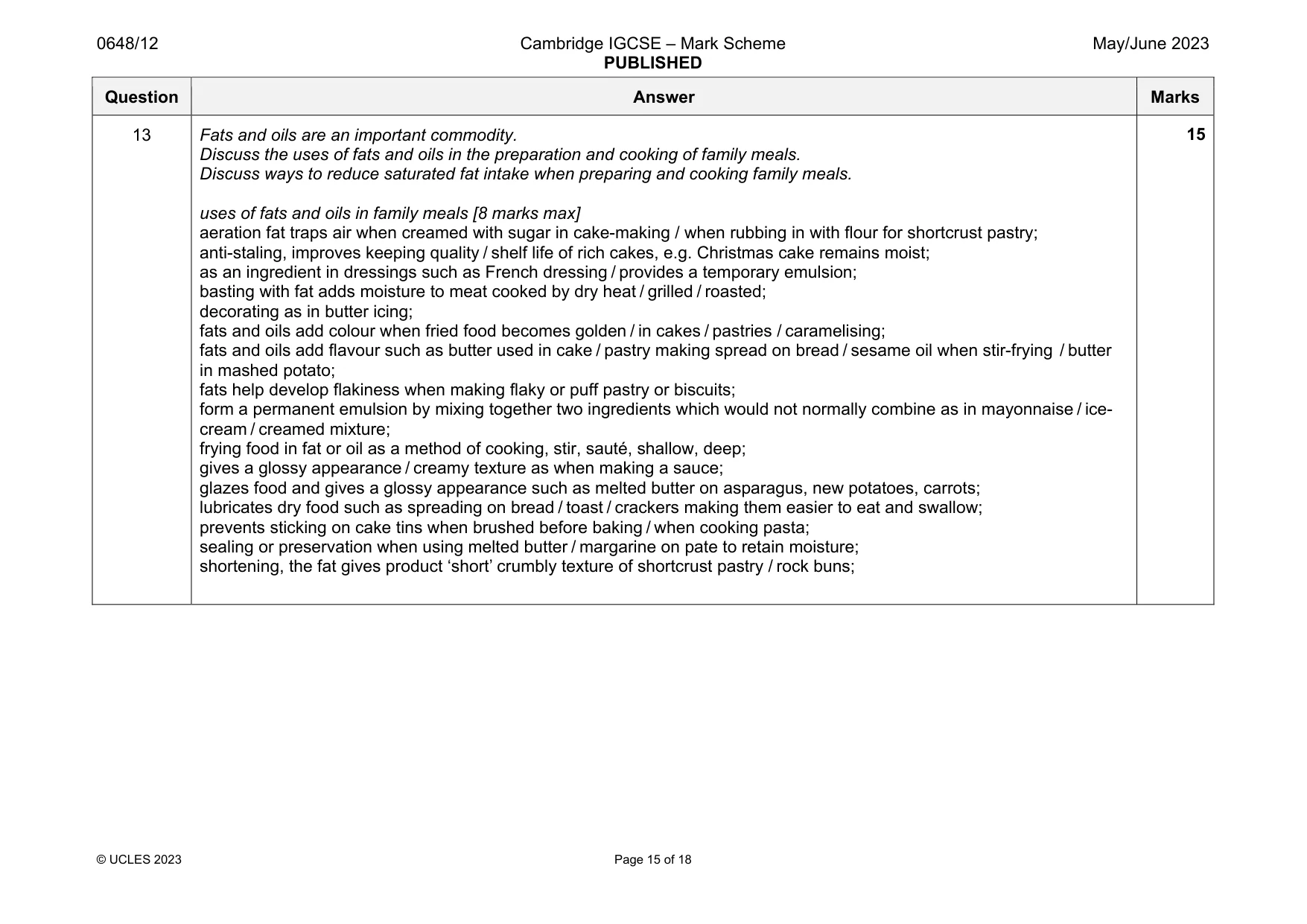 Mark scheme, page 15 of 18