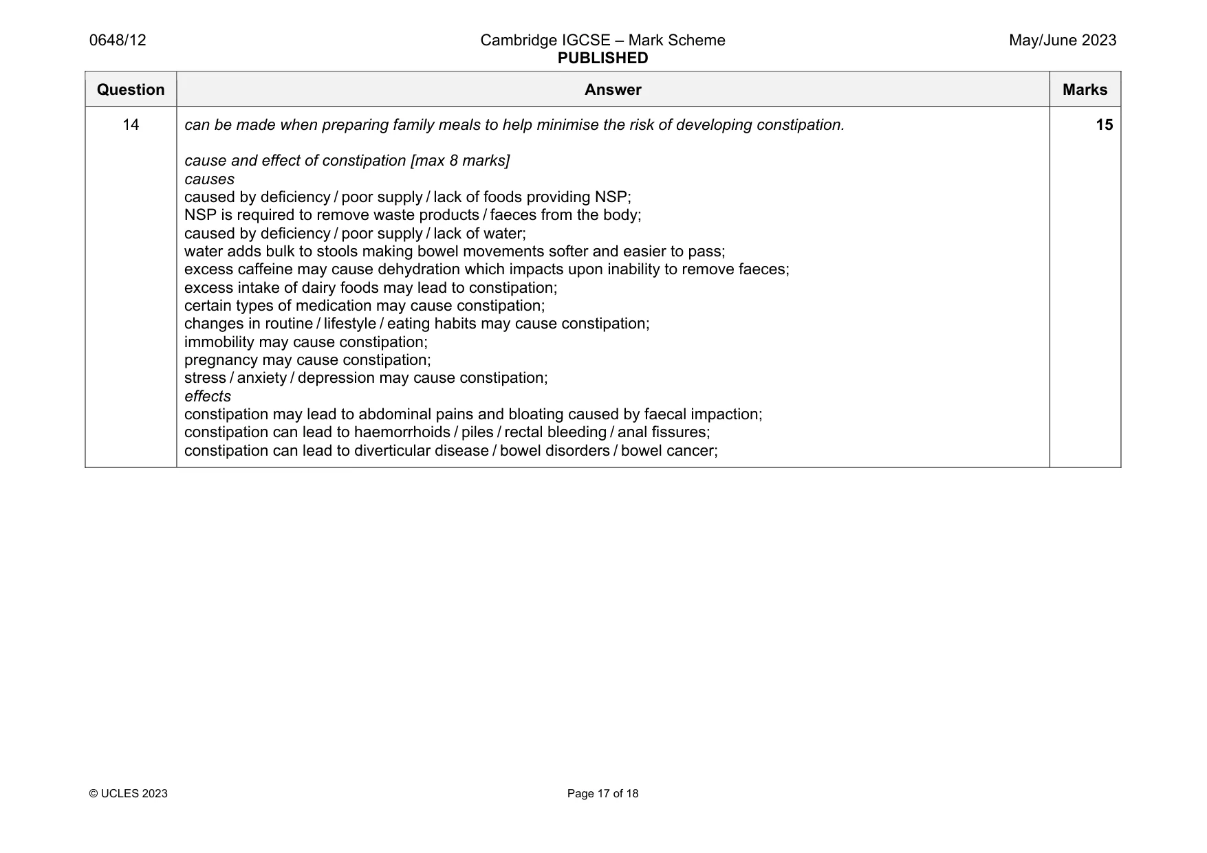 Mark scheme, page 17 of 18
