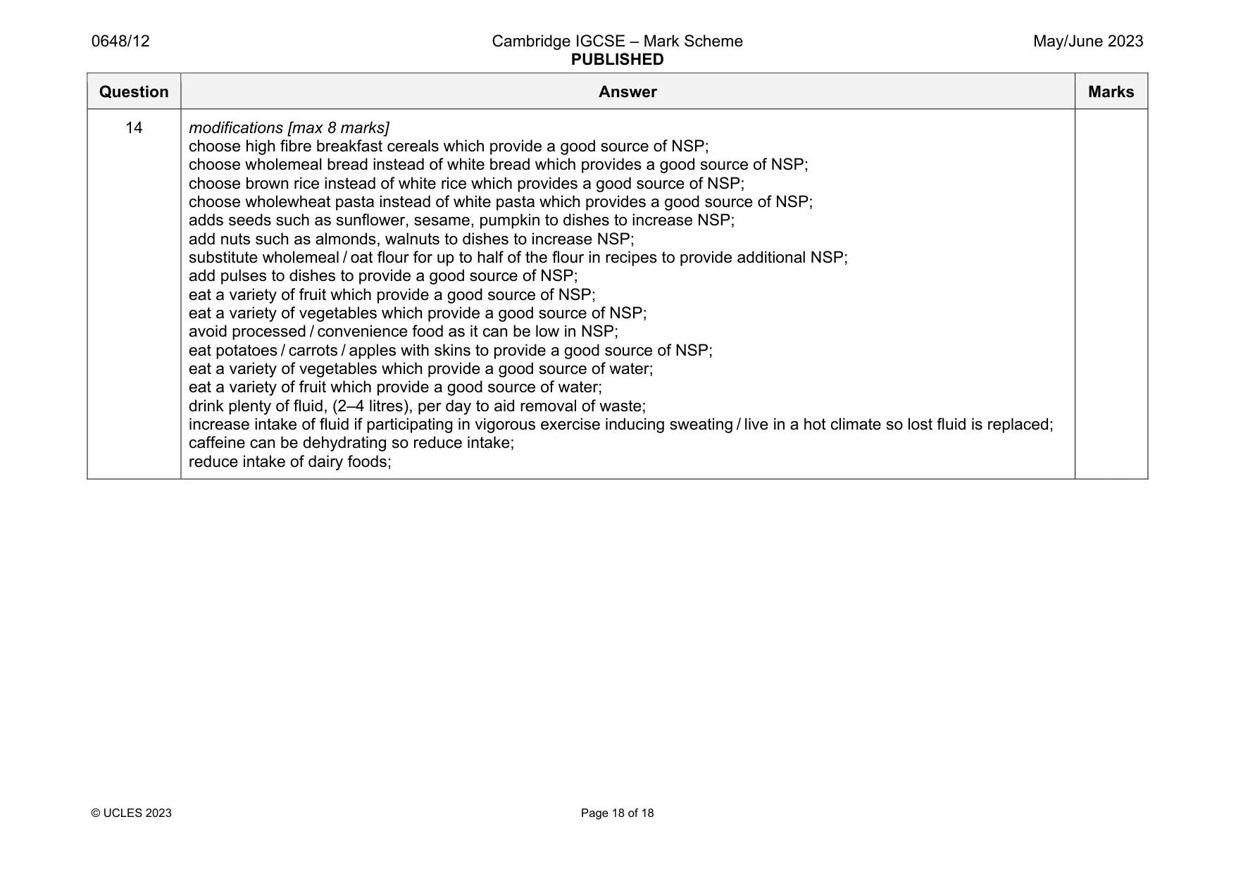 Mark scheme, page 18 of 18