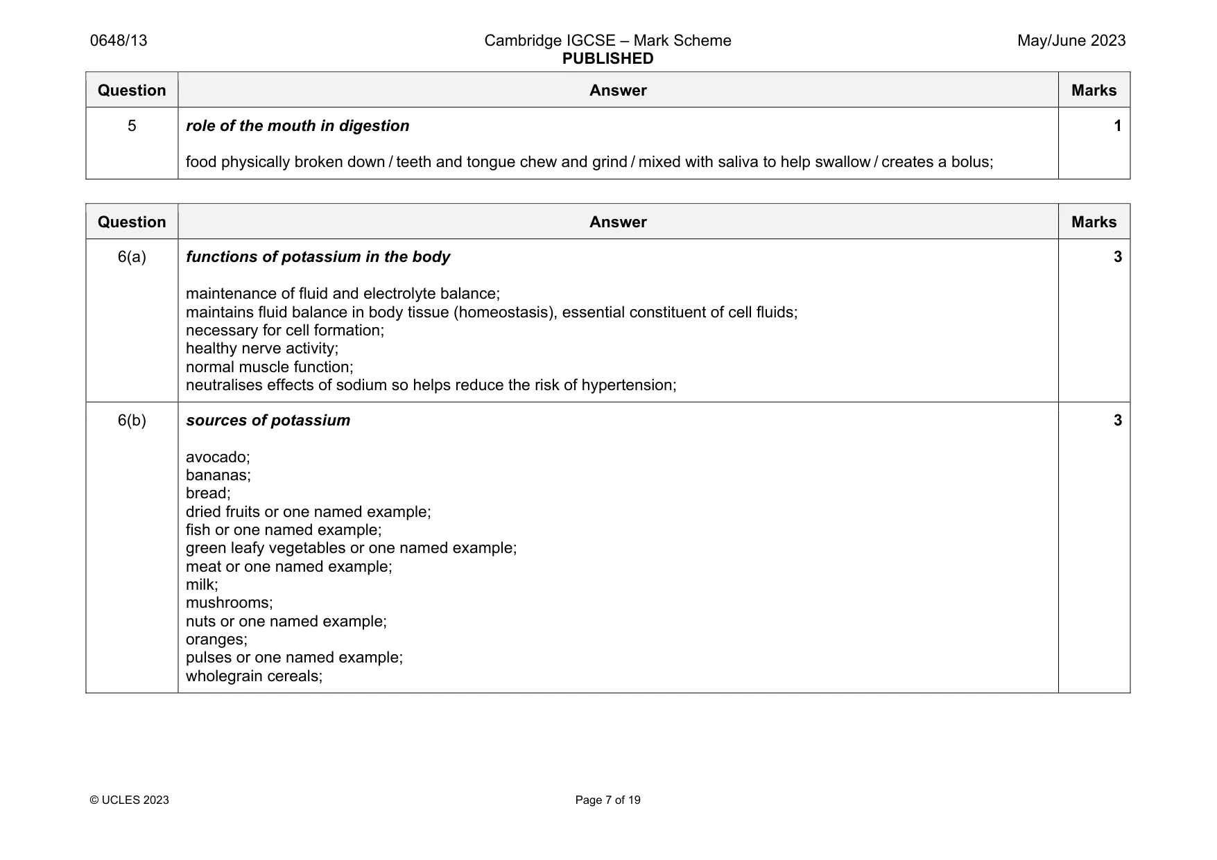 Mark scheme, page 7 of 19
