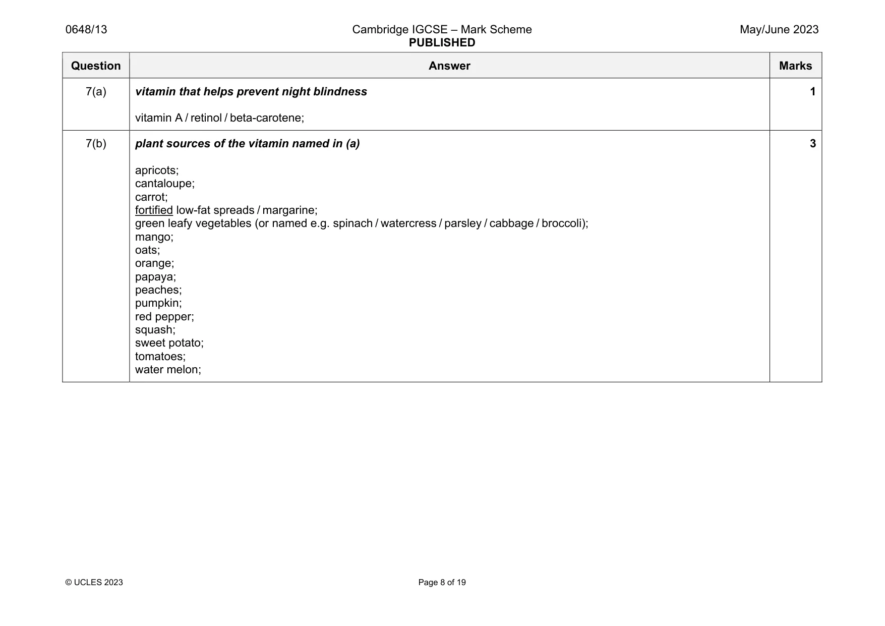 Mark scheme, page 8 of 19