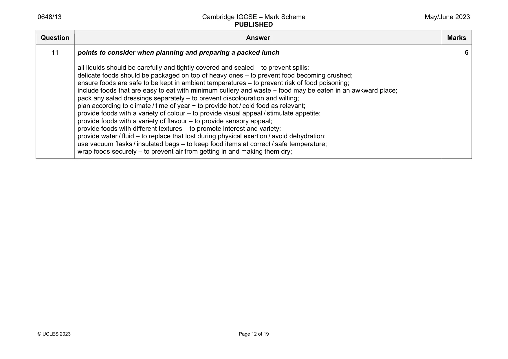 Mark scheme, page 12 of 19