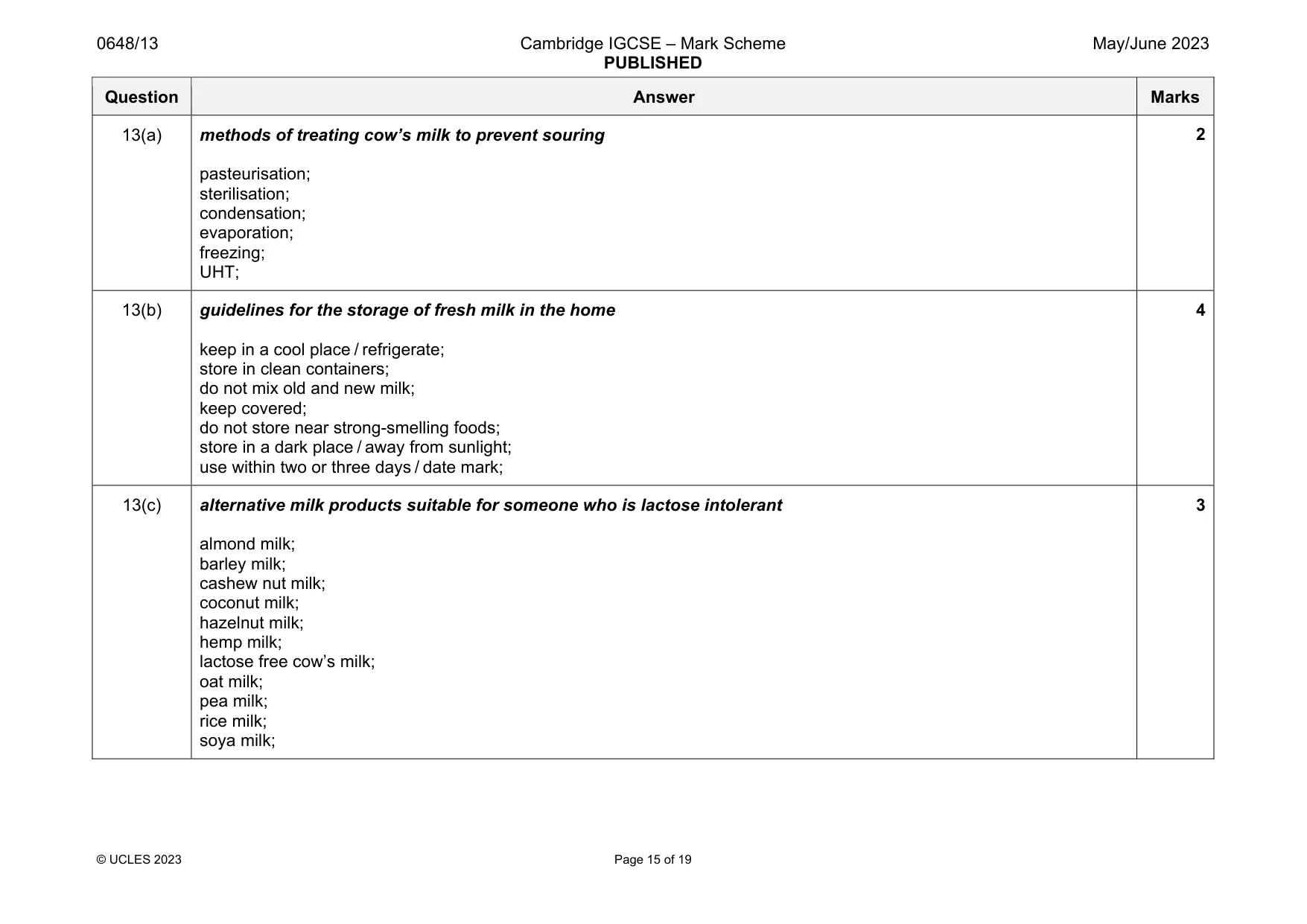 Mark scheme, page 15 of 19