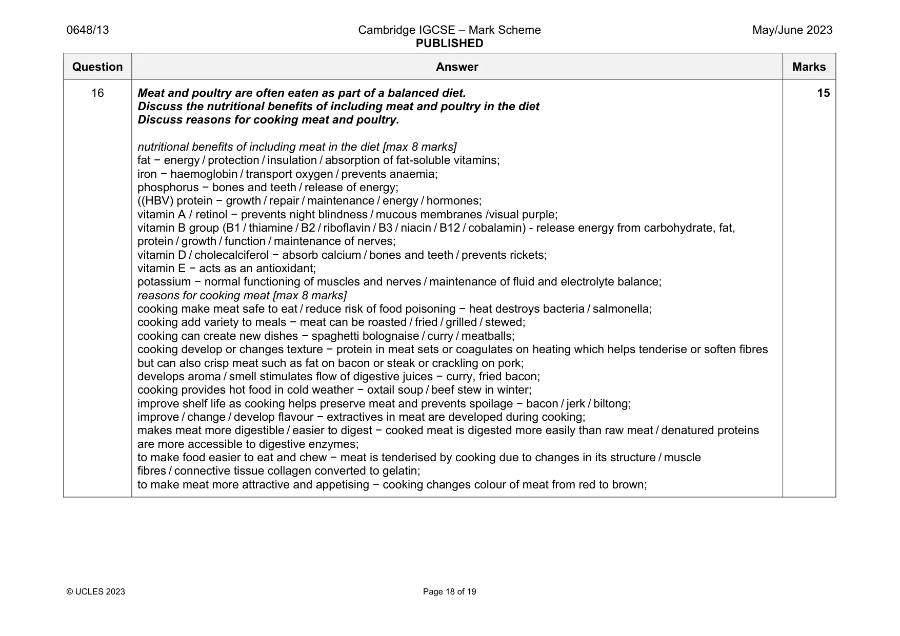 Mark scheme, page 18 of 19