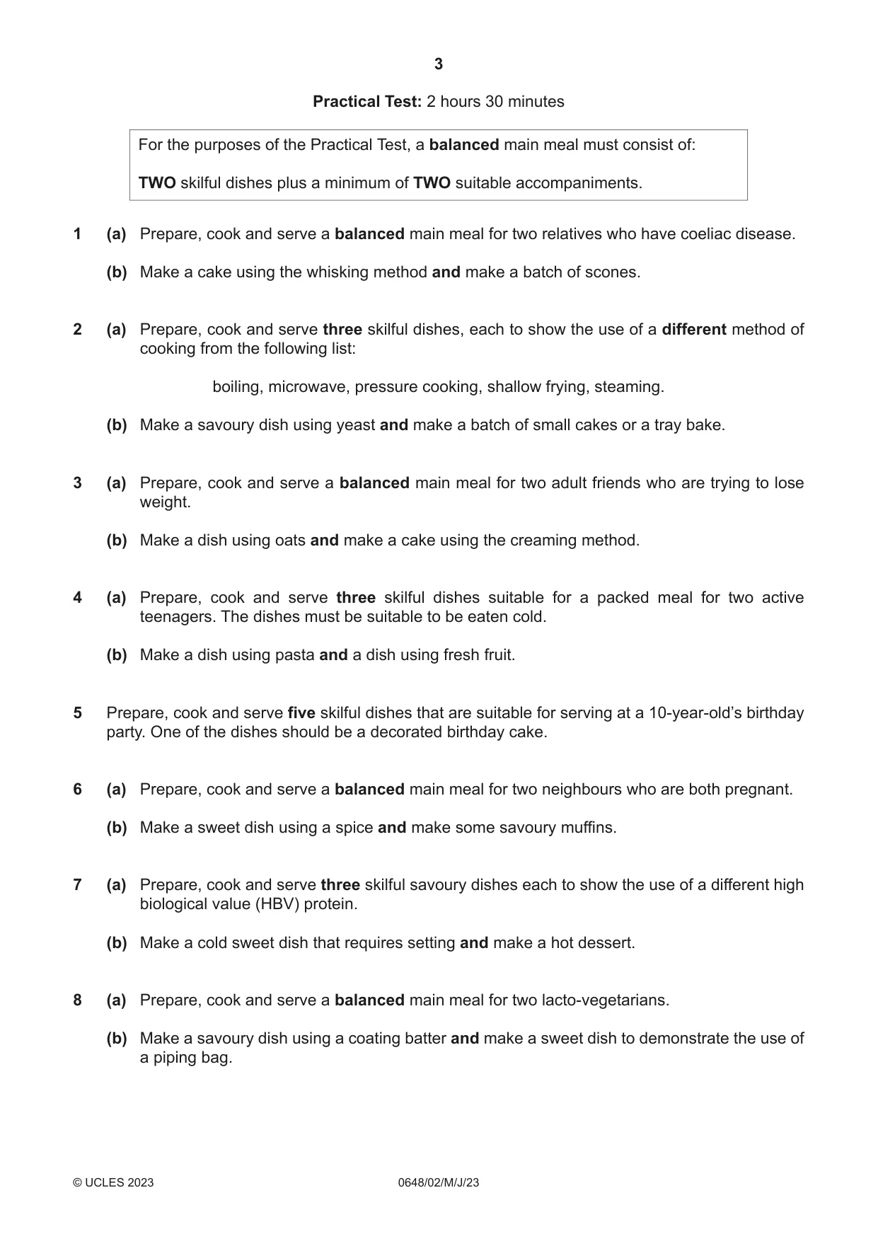 Cambridge IGCSE Food and Nutrition 0648 2023 May/June Paper 2 · Variant 0 question paper, page 3 of 4