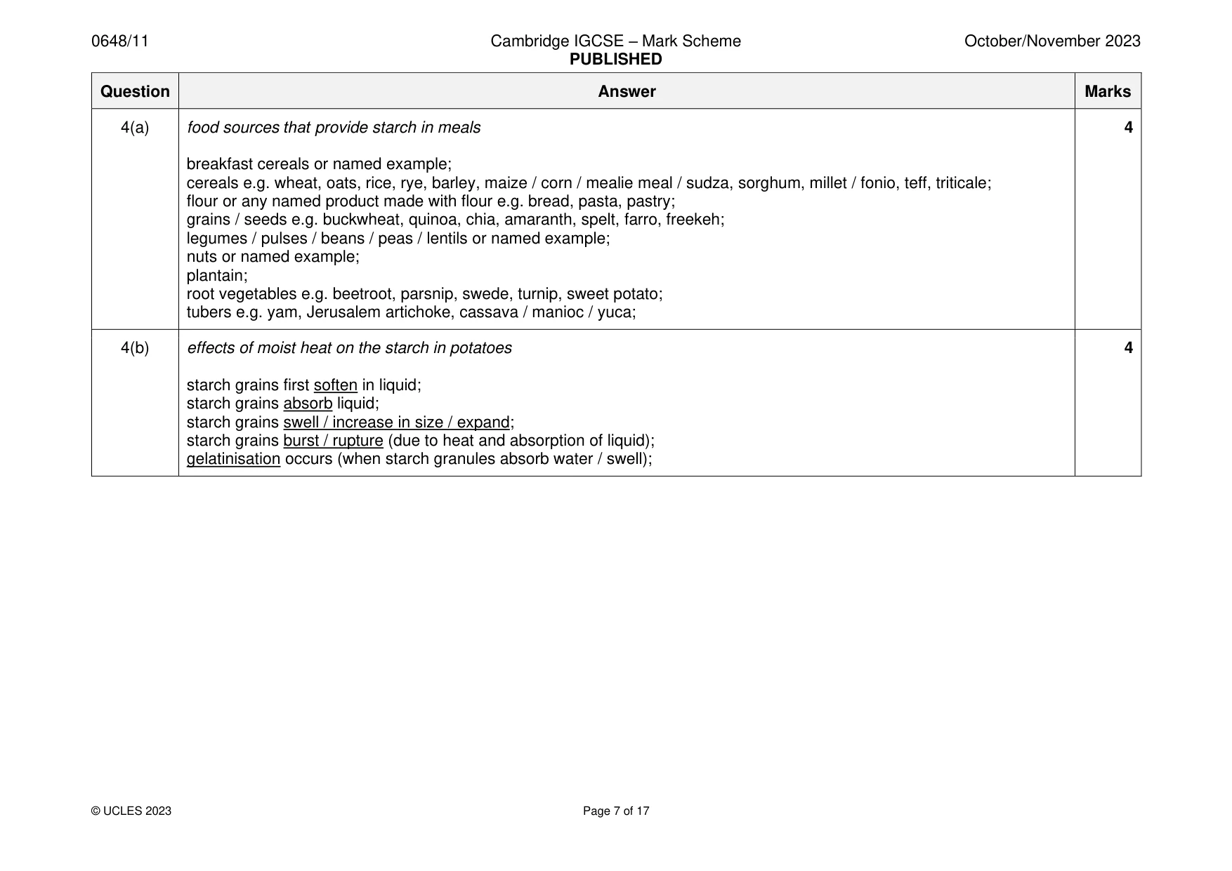 Mark scheme, page 7 of 17