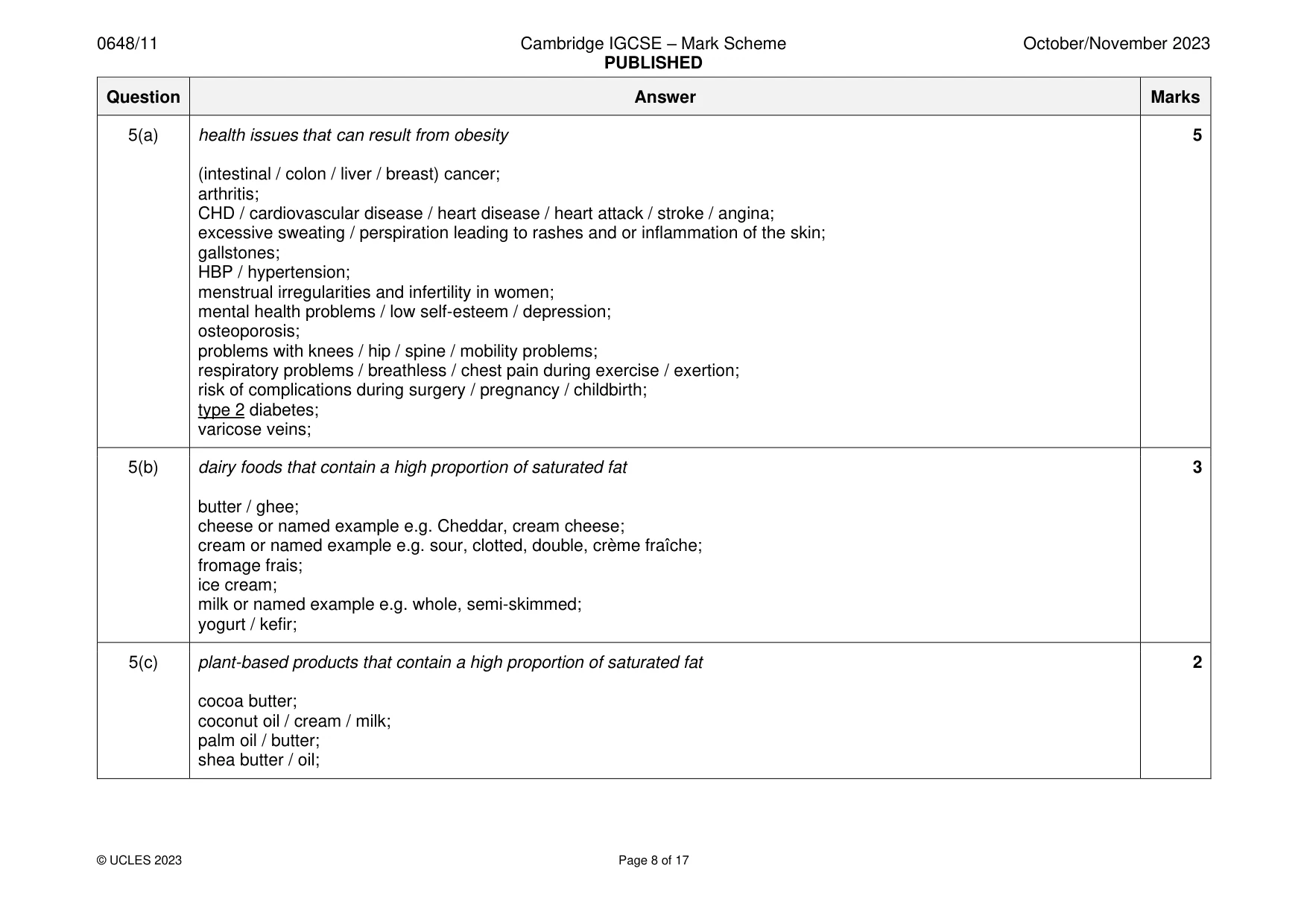 Mark scheme, page 8 of 17