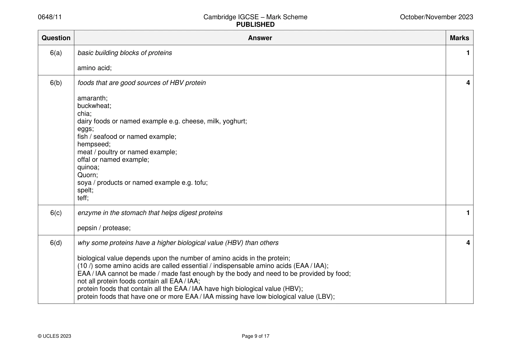 Mark scheme, page 9 of 17