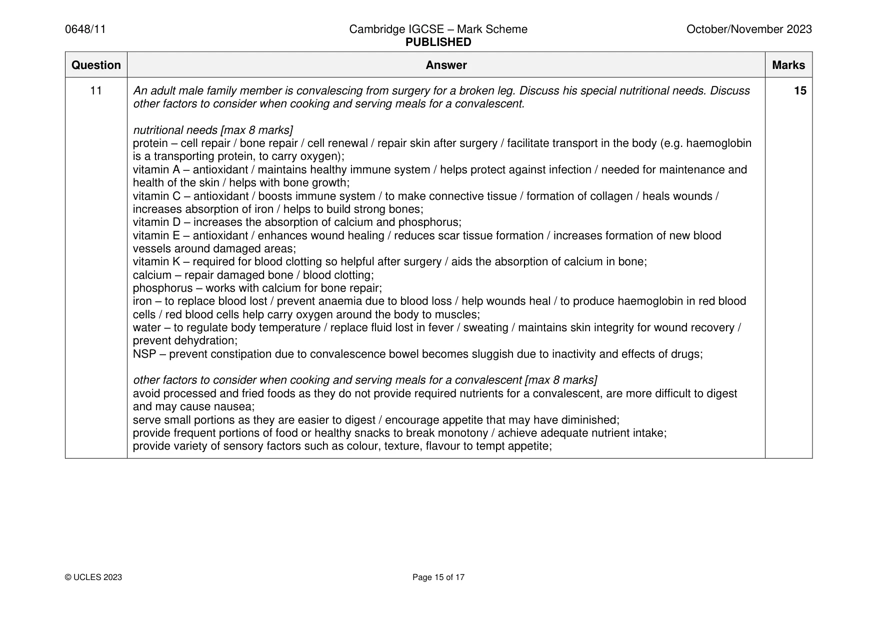 Mark scheme, page 15 of 17