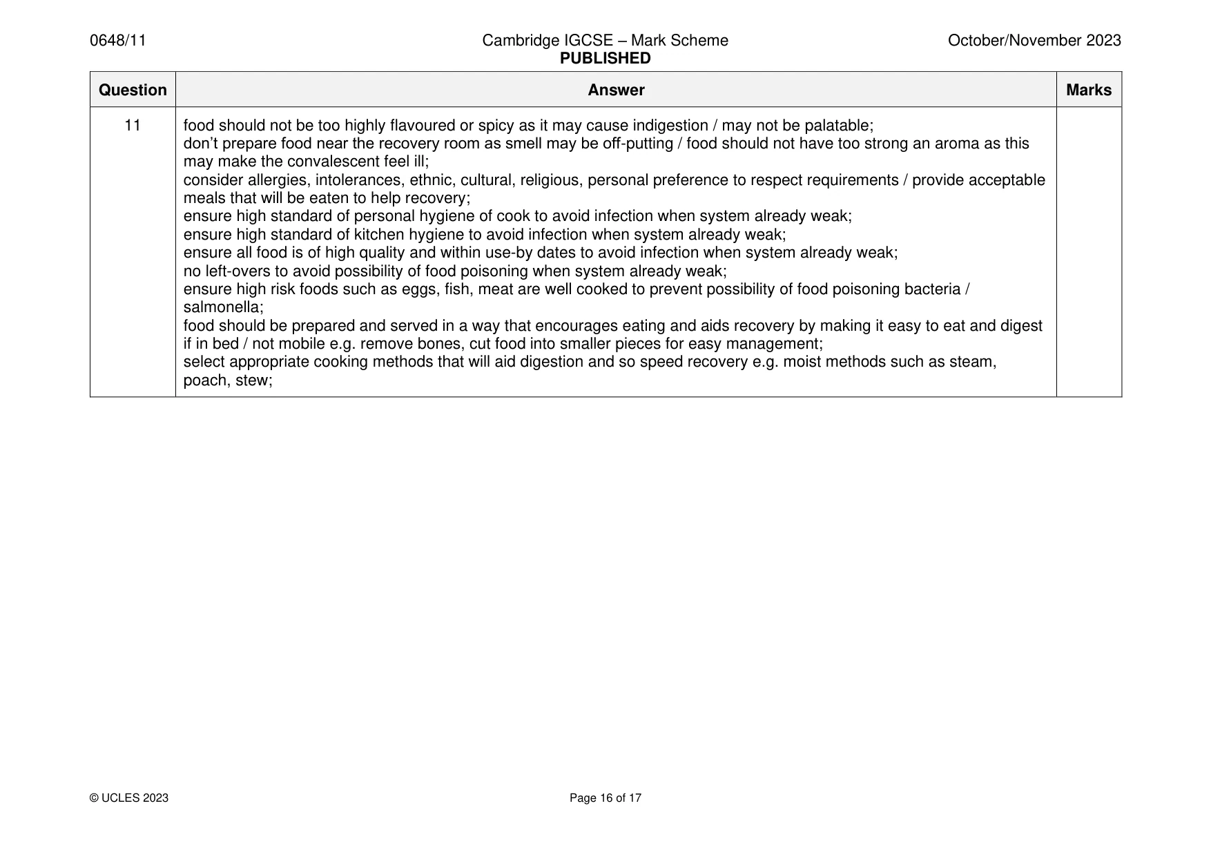Mark scheme, page 16 of 17