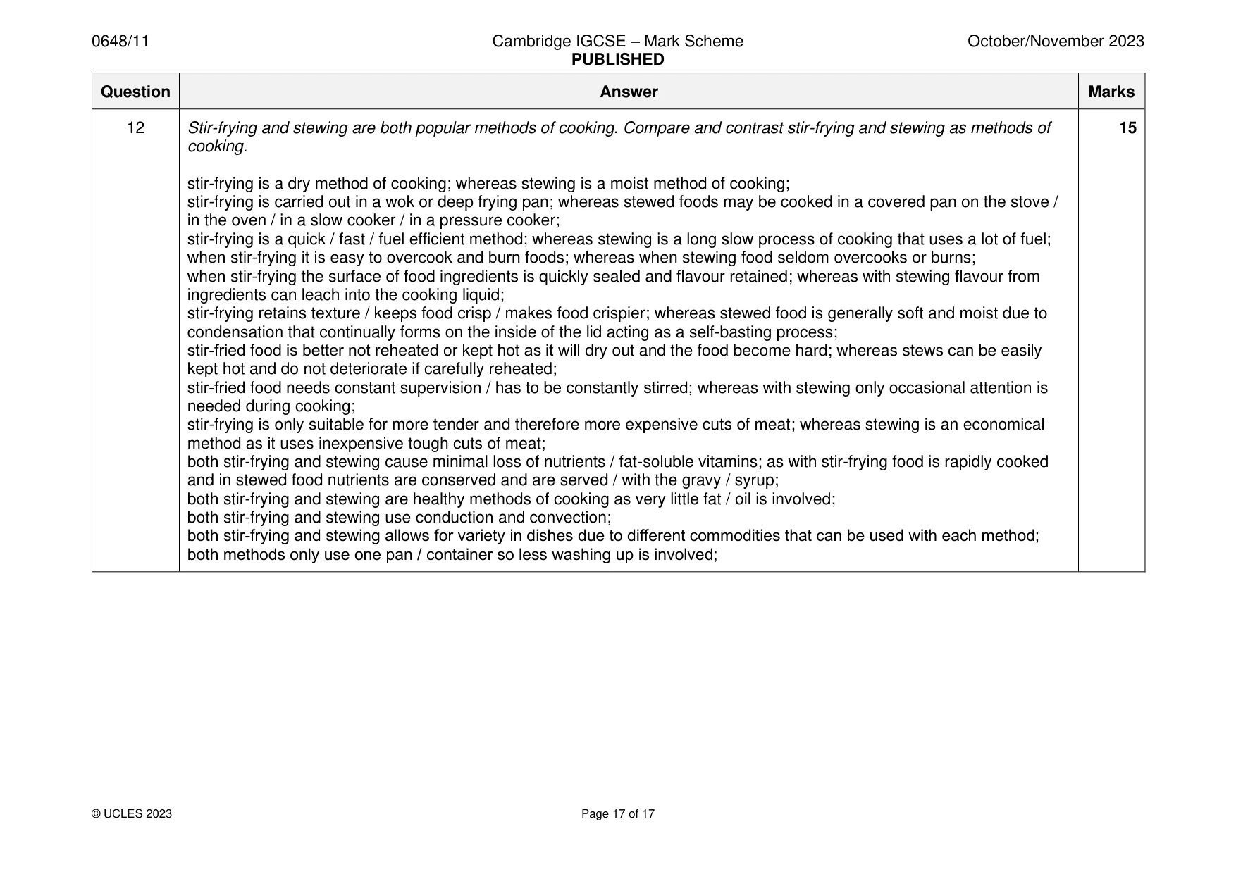 Mark scheme, page 17 of 17