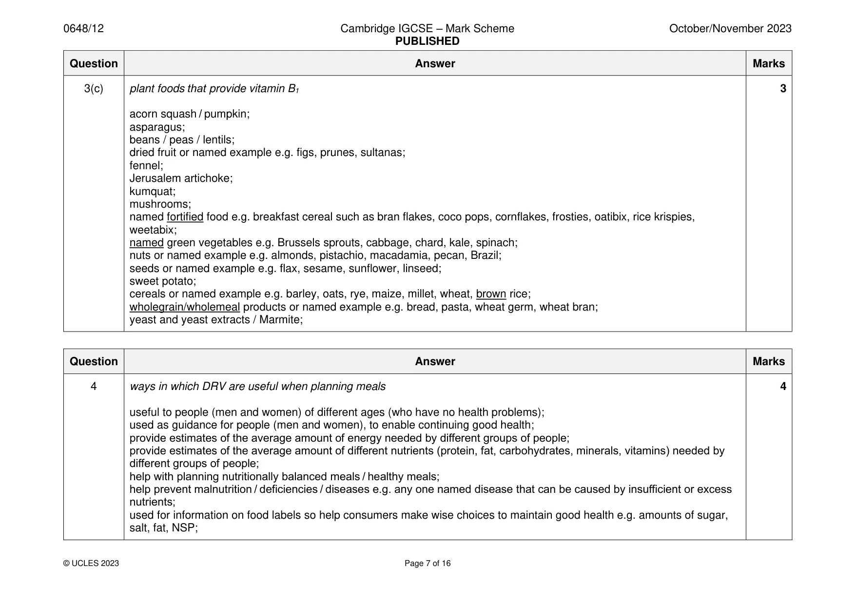 Mark scheme, page 7 of 16