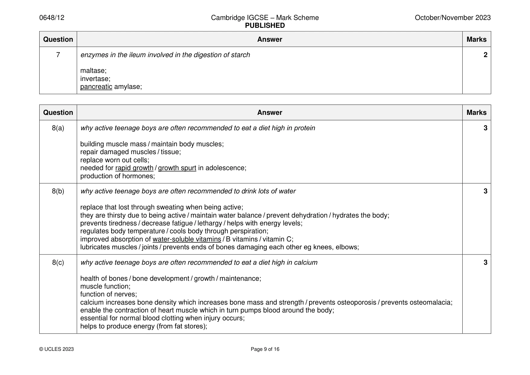 Mark scheme, page 9 of 16