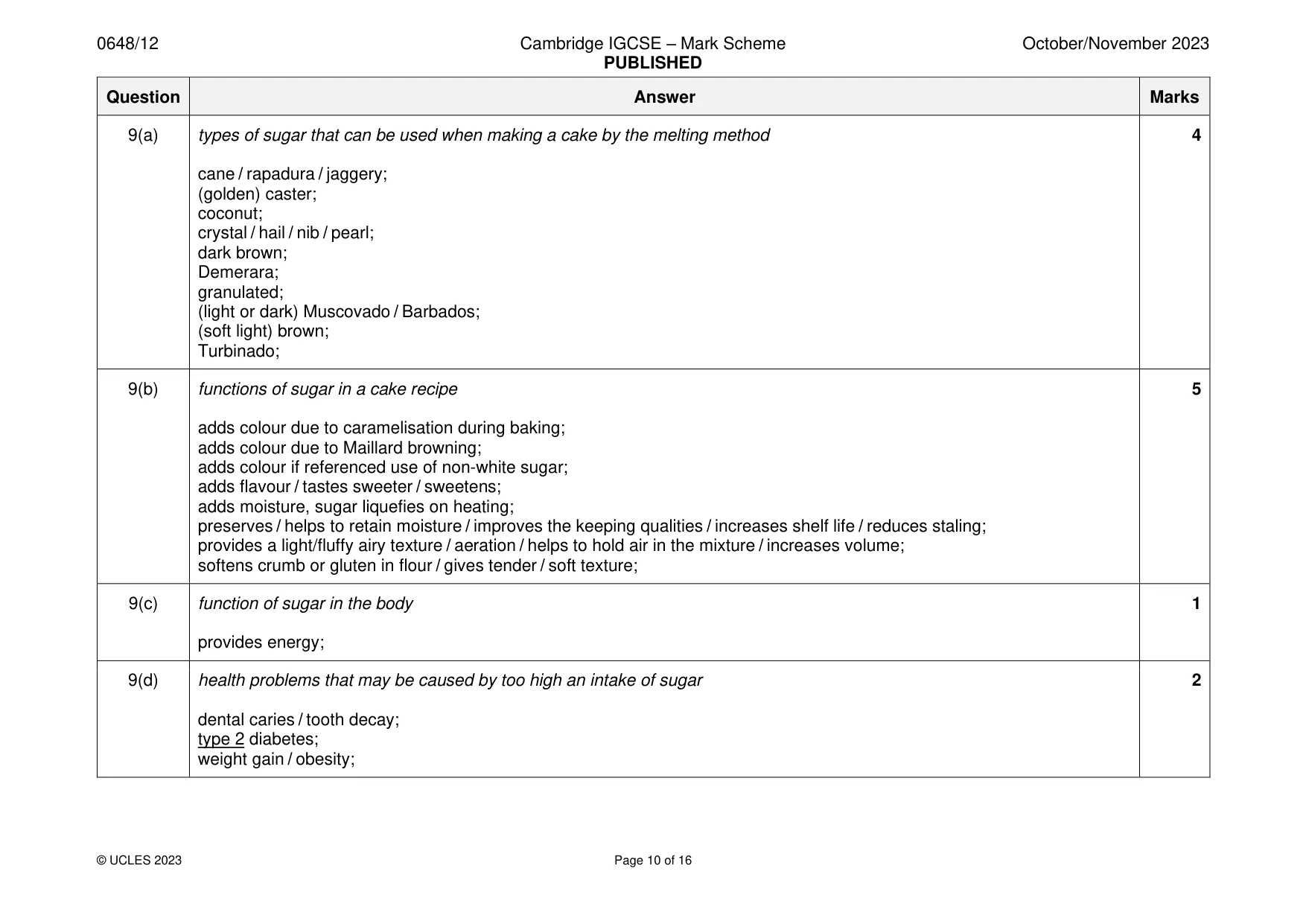 Mark scheme, page 10 of 16