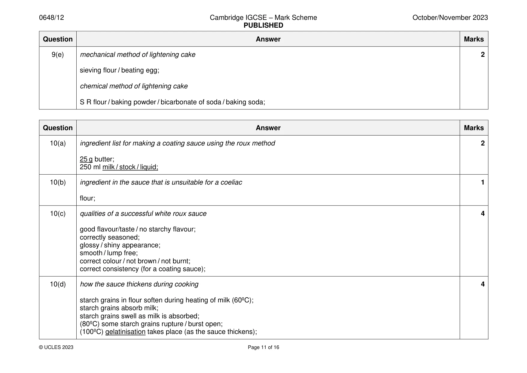 Mark scheme, page 11 of 16