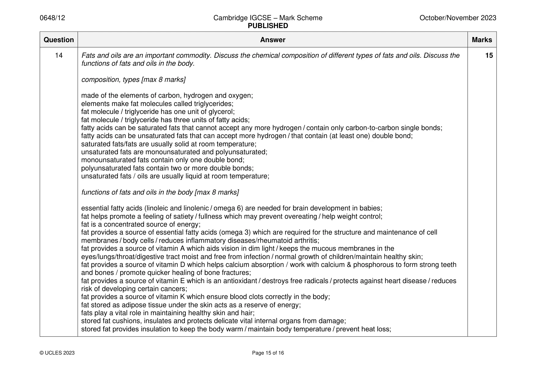 Mark scheme, page 15 of 16