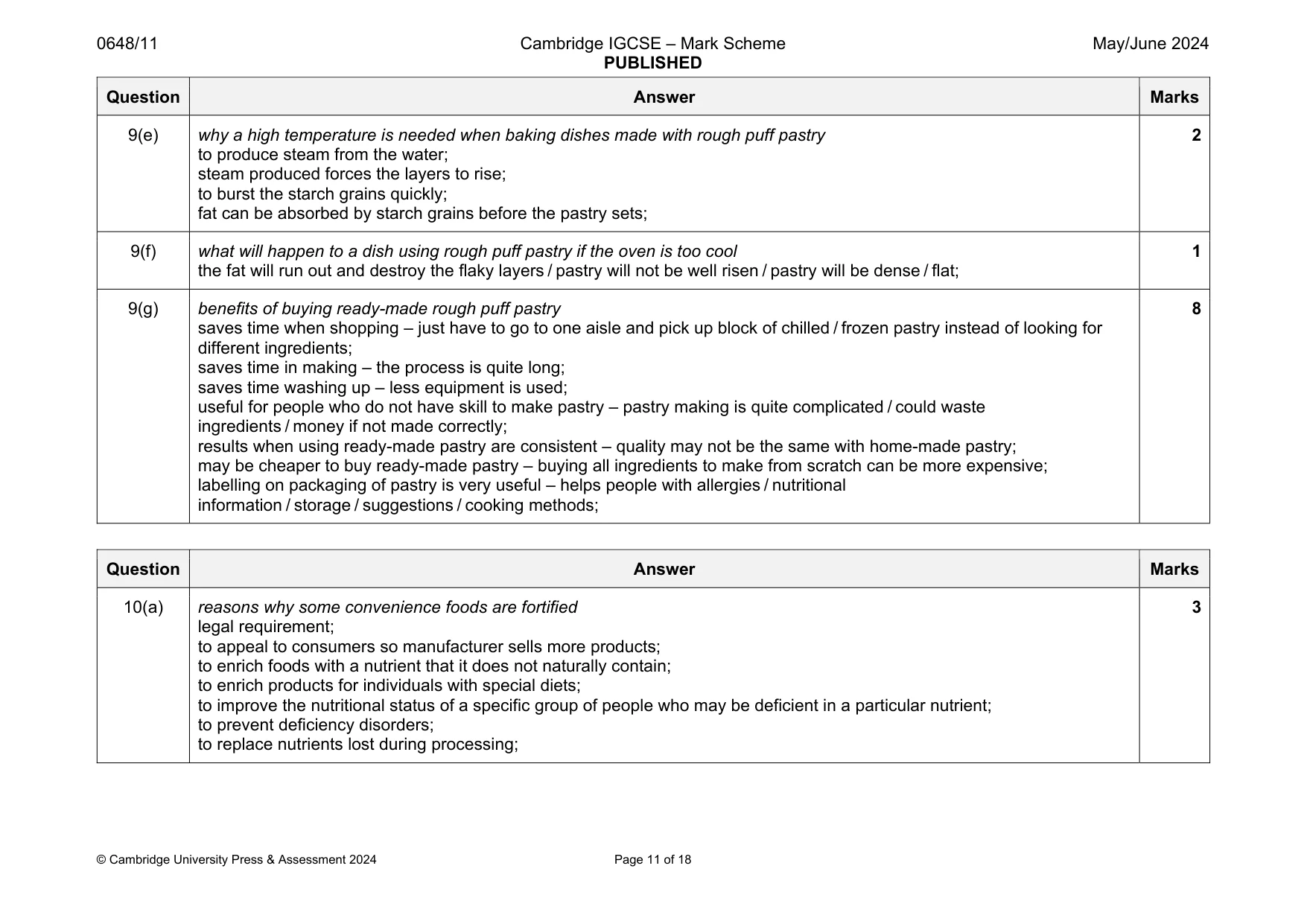 Mark scheme, page 11 of 18