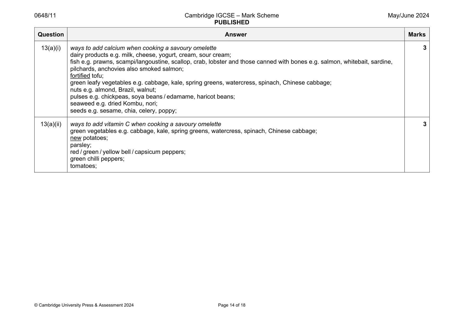 Mark scheme, page 14 of 18