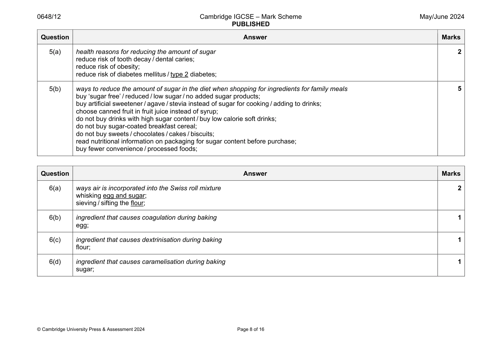 Mark scheme, page 8 of 16