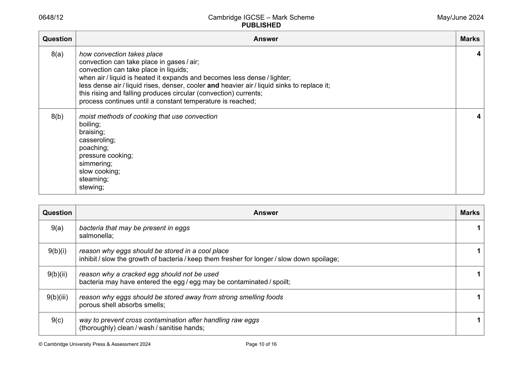 Mark scheme, page 10 of 16