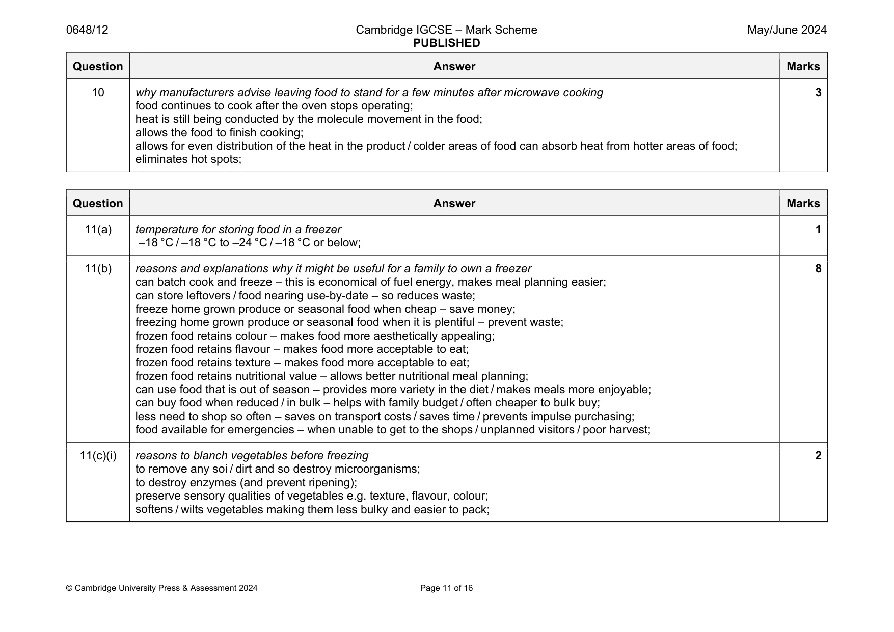 Mark scheme, page 11 of 16