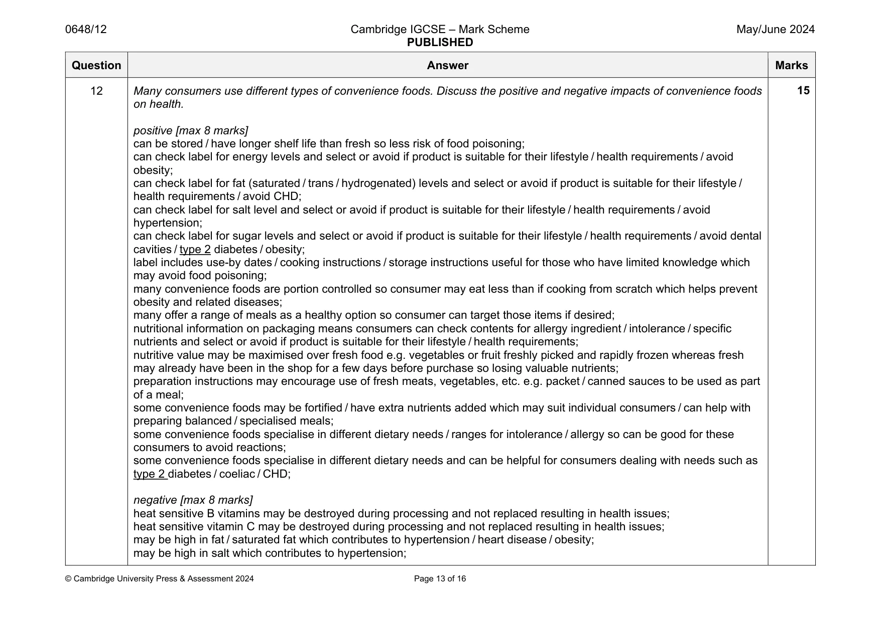 Mark scheme, page 13 of 16