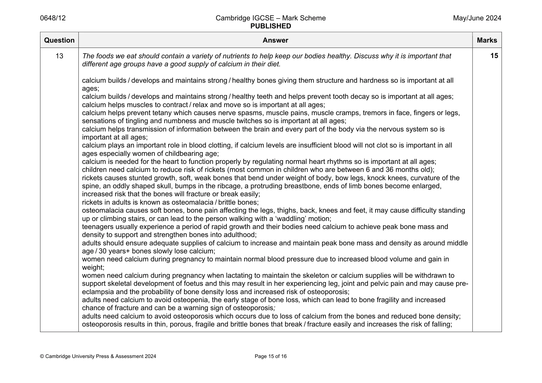 Mark scheme, page 15 of 16