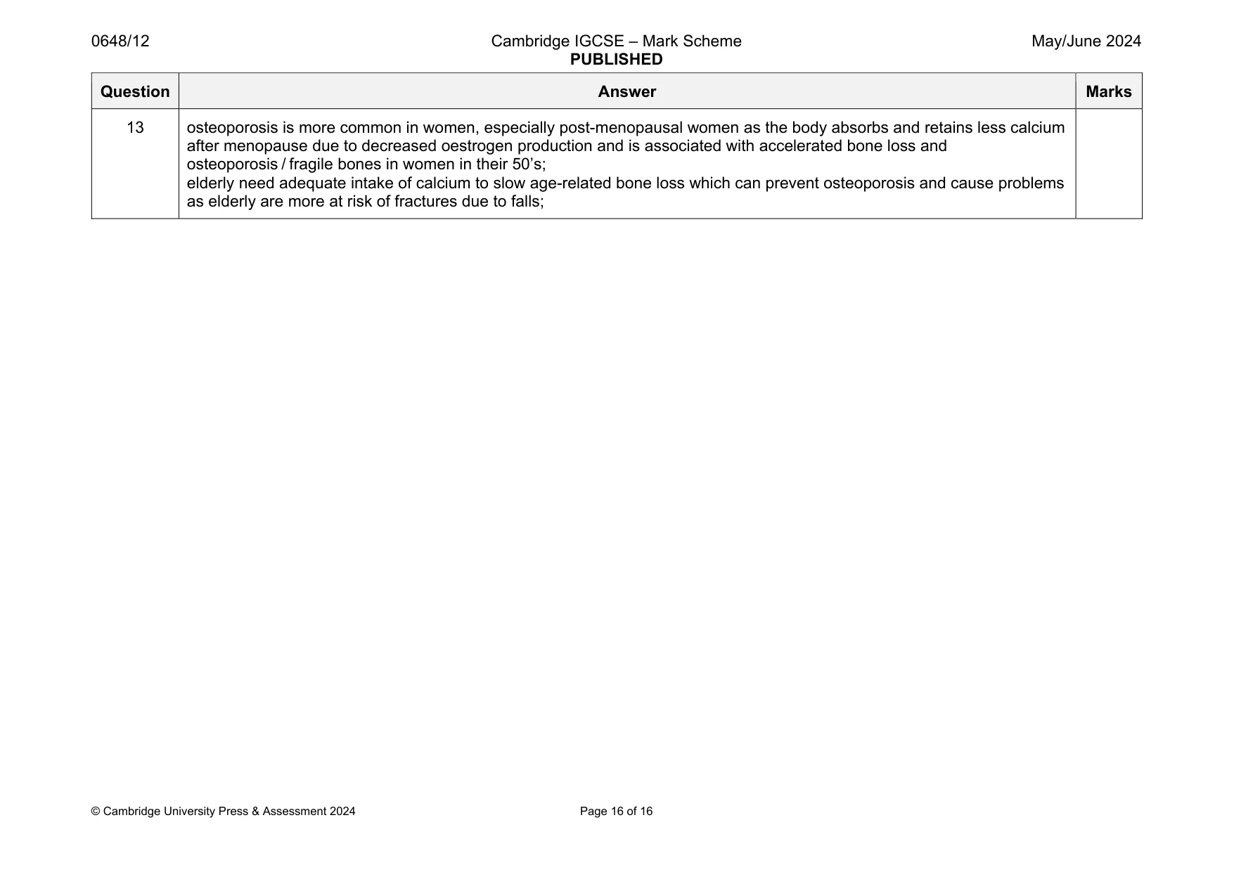 Mark scheme, page 16 of 16