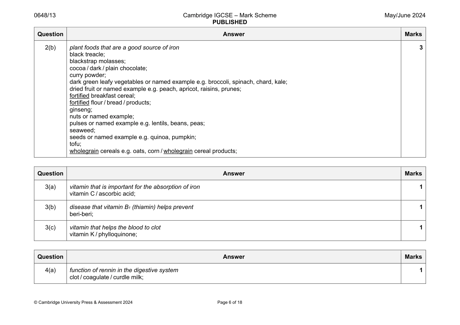 Mark scheme, page 6 of 18