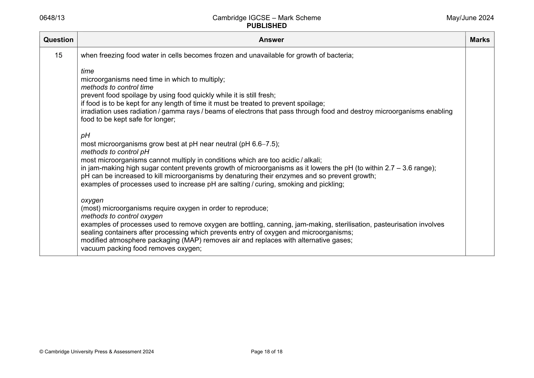 Mark scheme, page 18 of 18