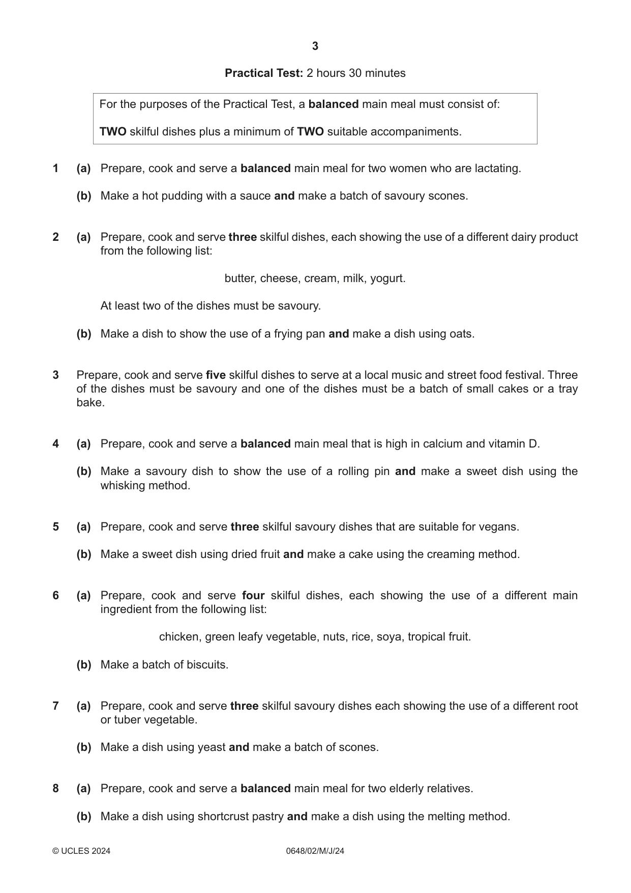 Cambridge IGCSE Food and Nutrition 0648 2024 May/June Paper 2 · Variant 0 question paper, page 3 of 4