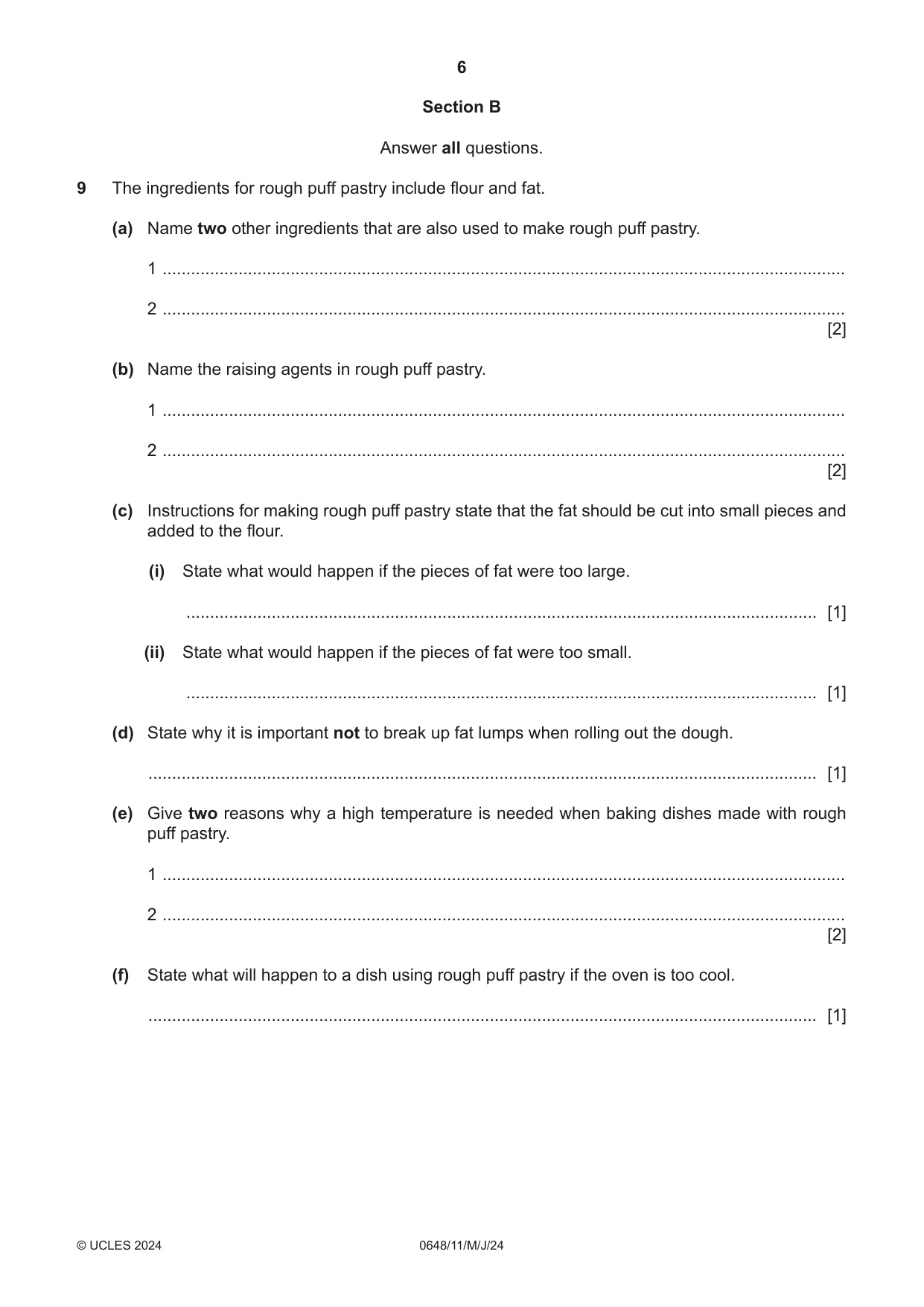 Cambridge IGCSE Food and Nutrition 0648 2024 May/June Paper 1 · Variant 1 question paper, page 6 of 12