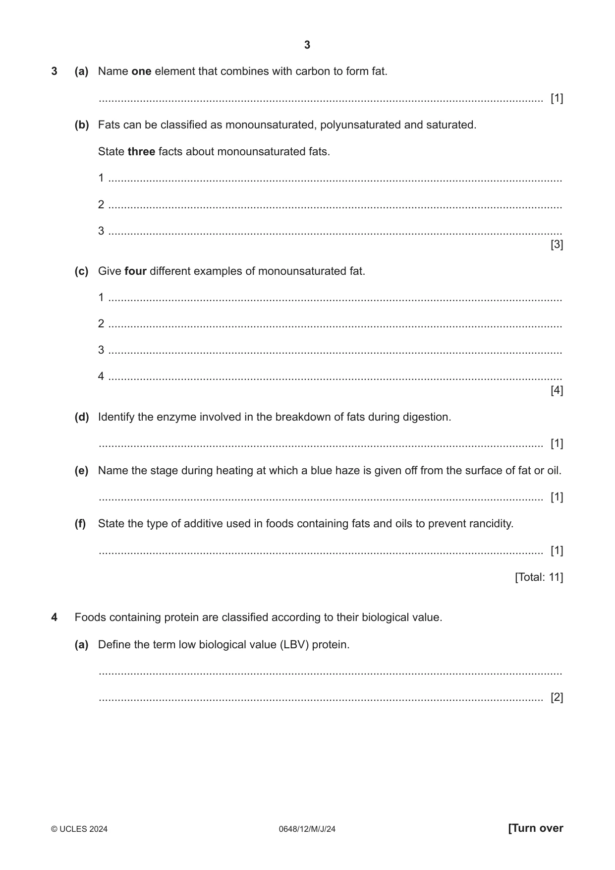 Cambridge IGCSE Food and Nutrition 0648 2024 May/June Paper 1 · Variant 2 question paper, page 3 of 12