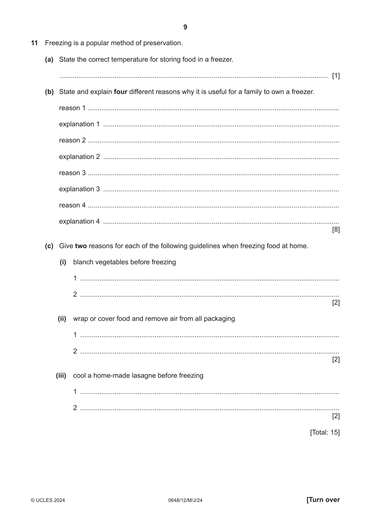 Cambridge IGCSE Food and Nutrition 0648 2024 May/June Paper 1 · Variant 2 question paper, page 9 of 12
