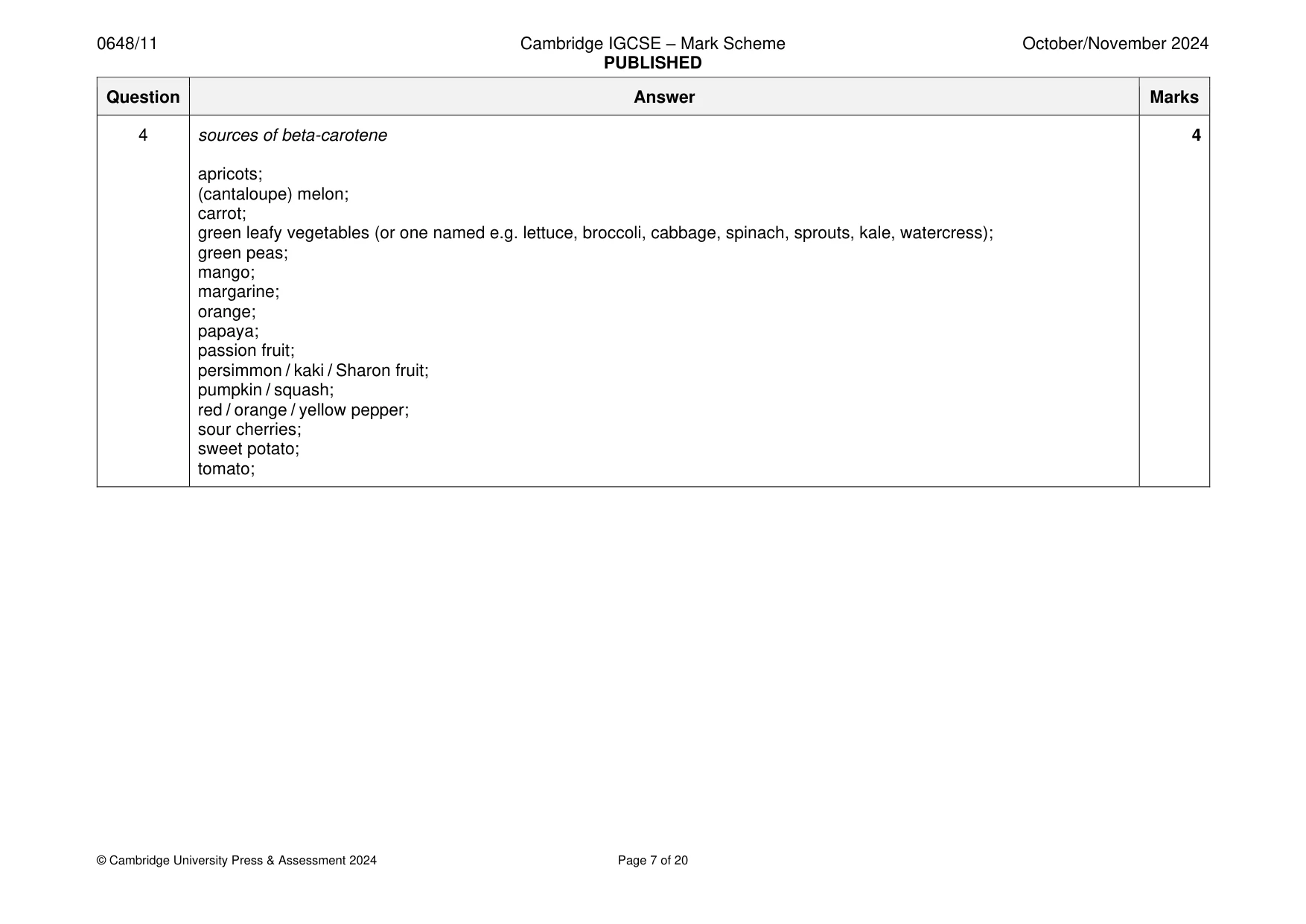 Mark scheme, page 7 of 20