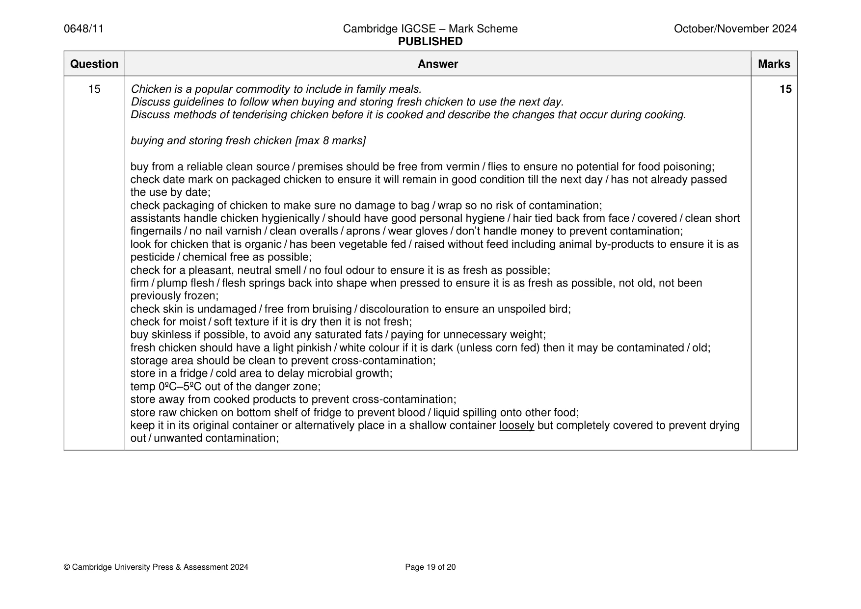Mark scheme, page 19 of 20