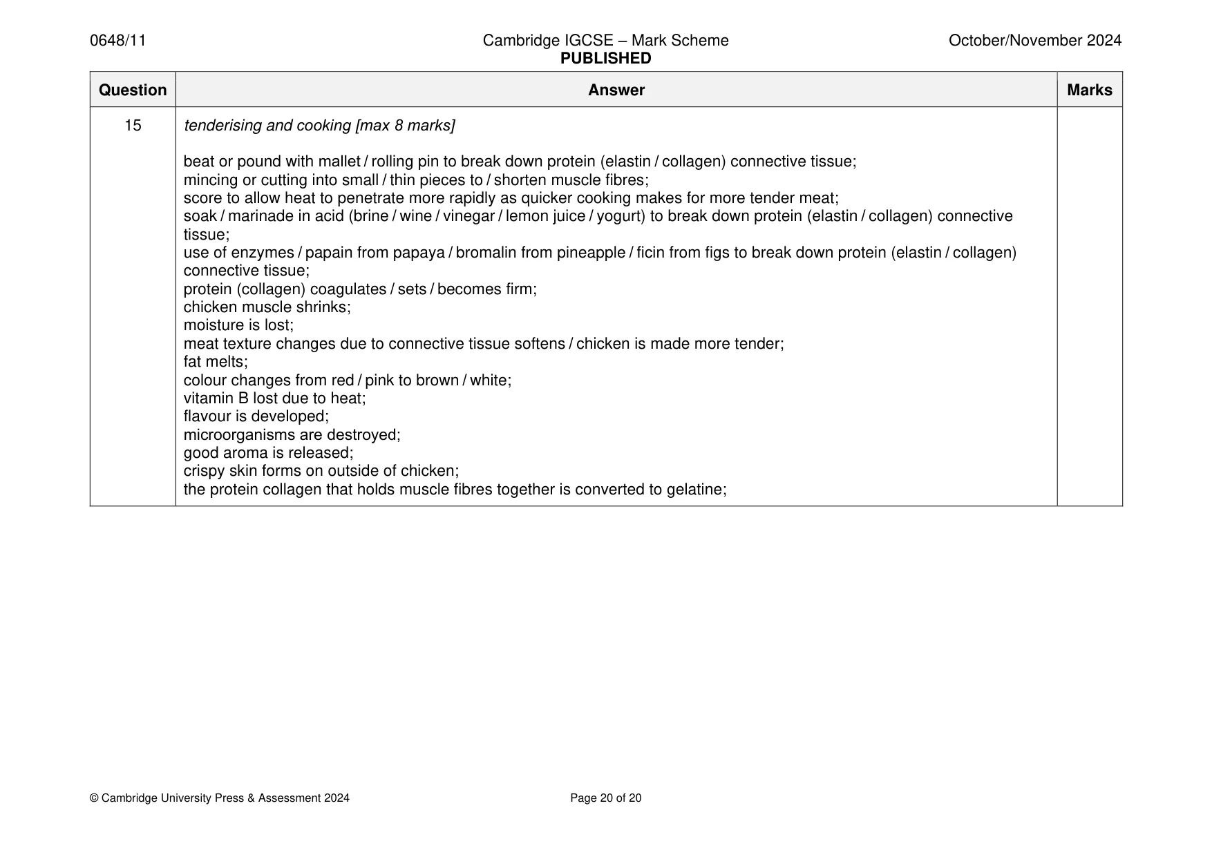 Mark scheme, page 20 of 20