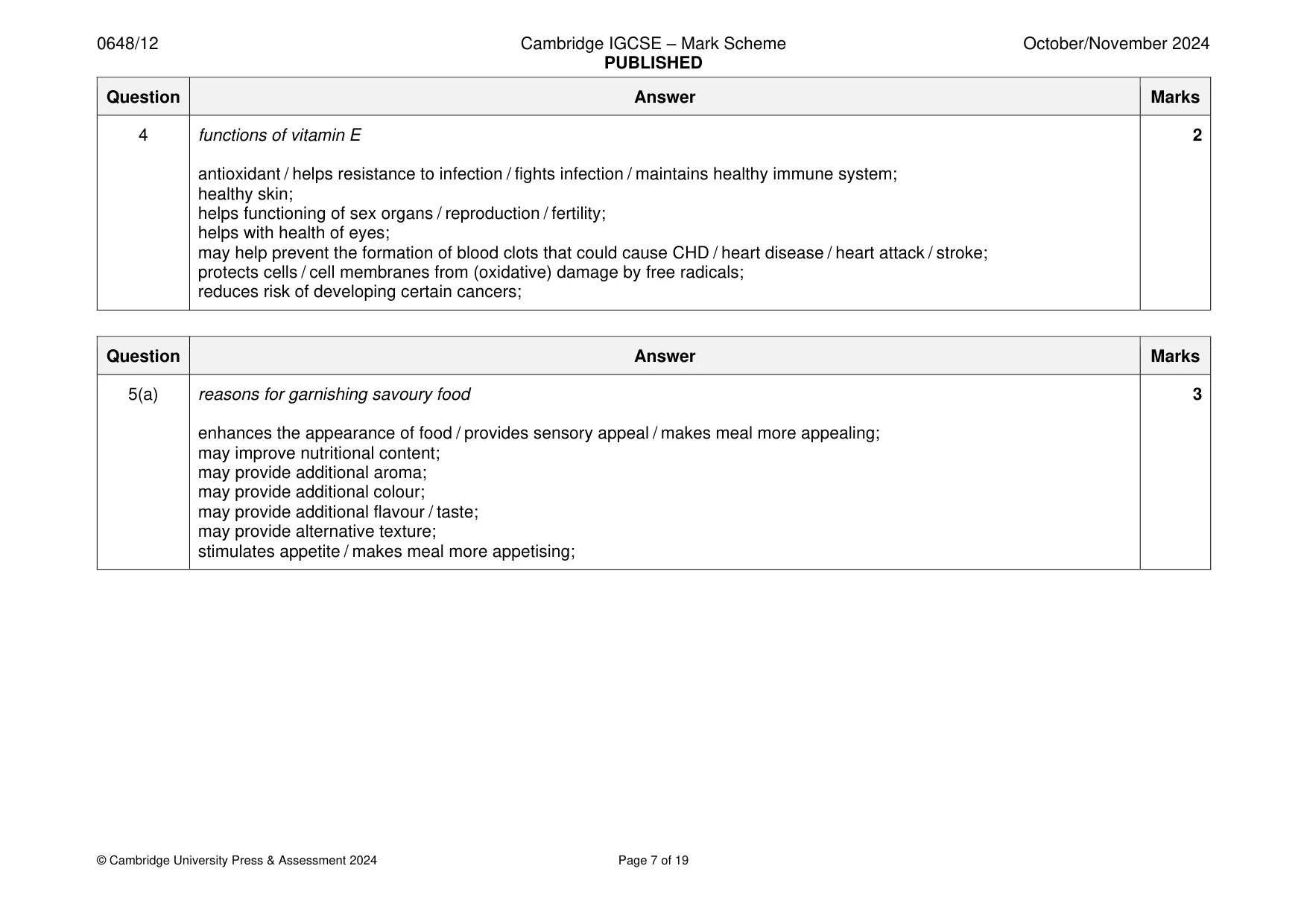 Mark scheme, page 7 of 19
