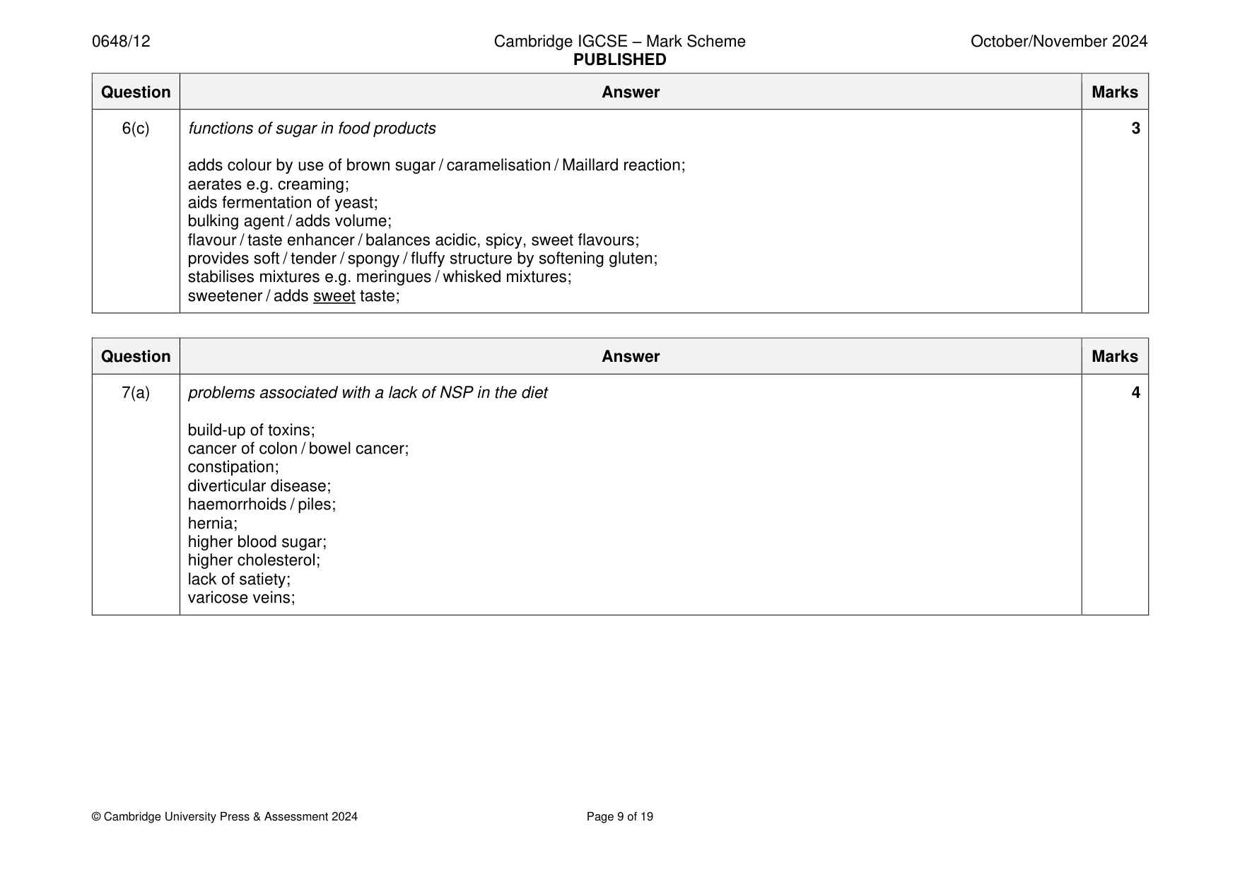 Mark scheme, page 9 of 19