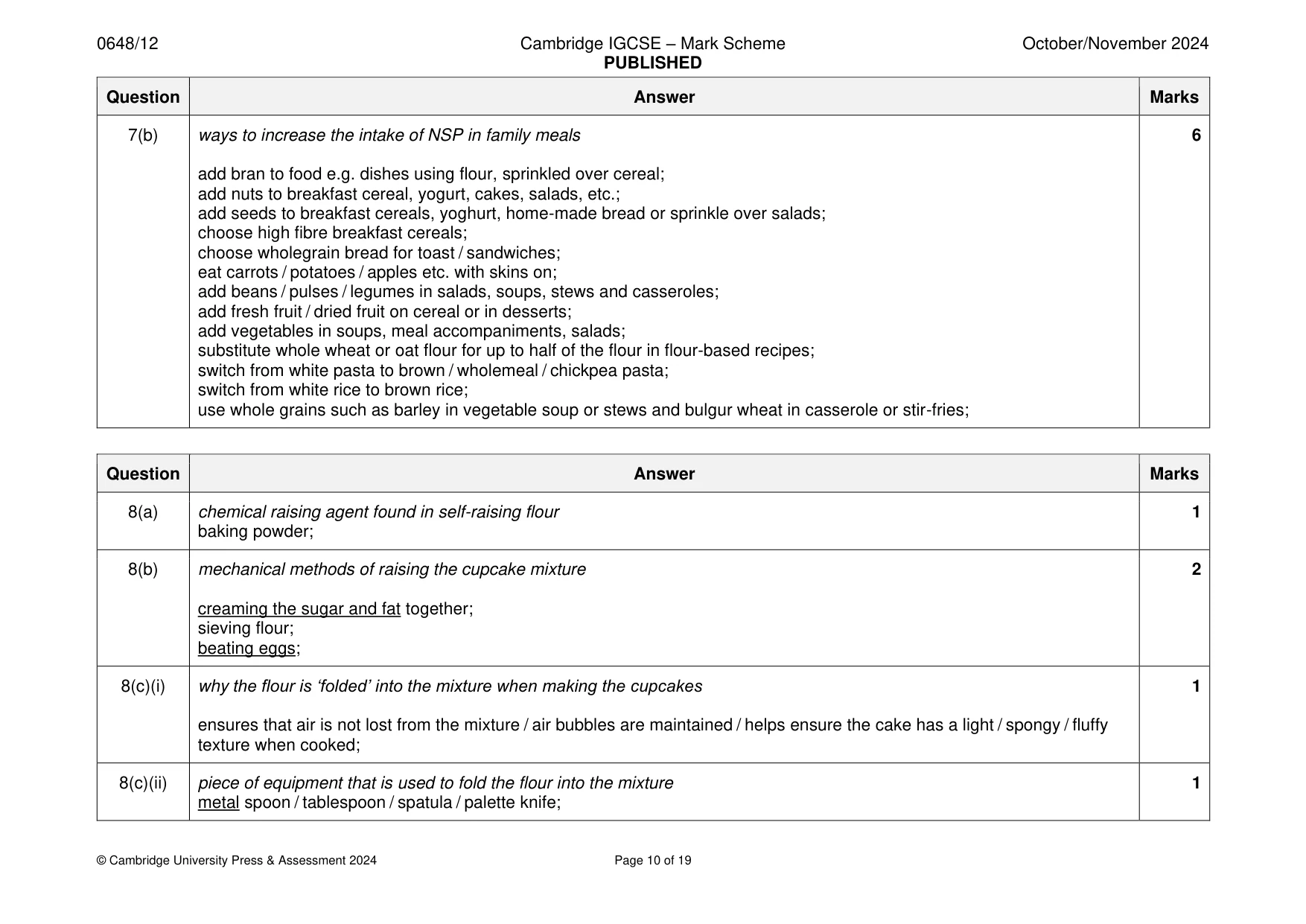 Mark scheme, page 10 of 19