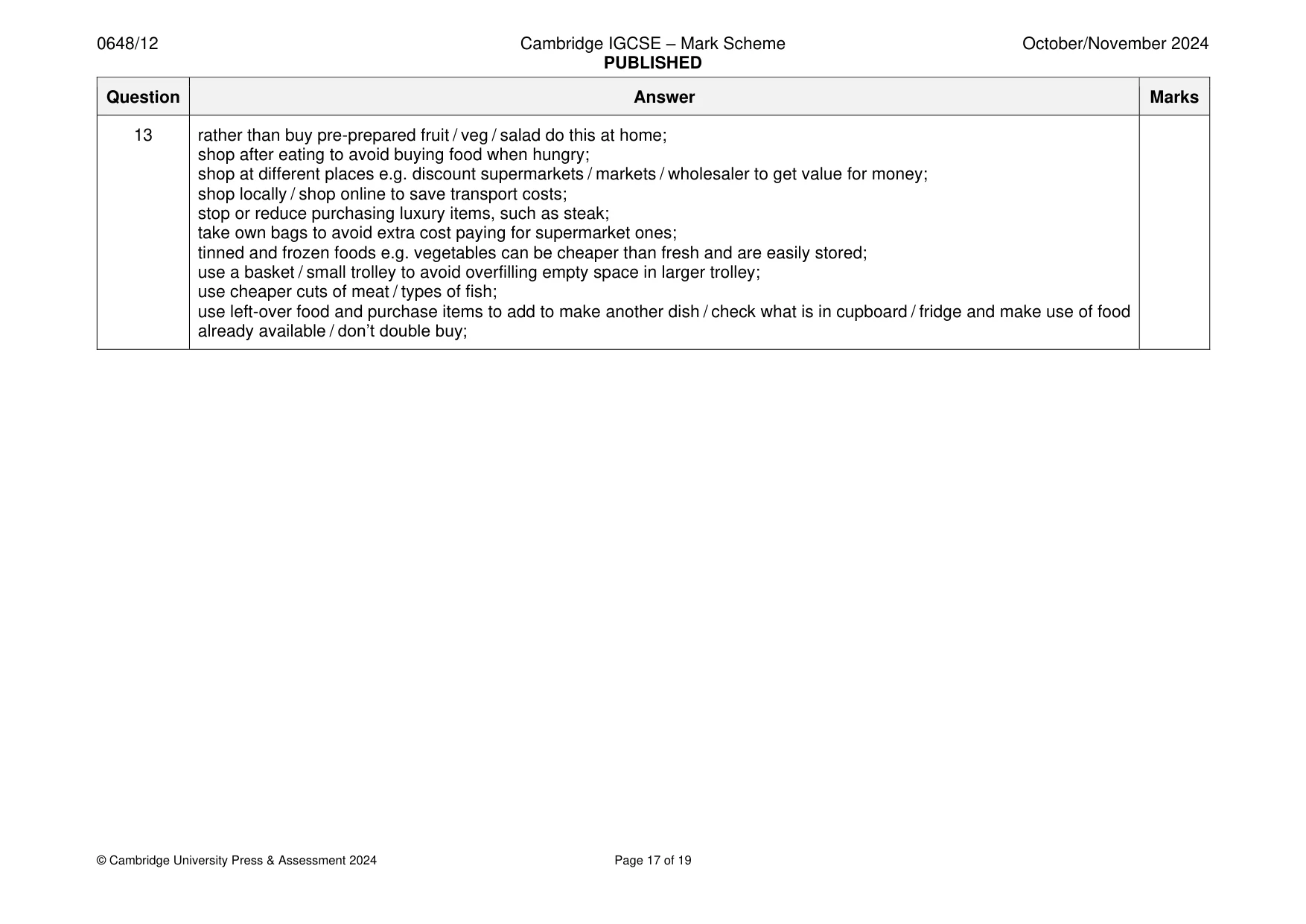 Mark scheme, page 17 of 19