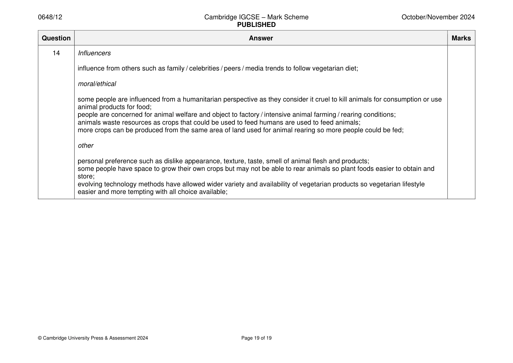 Mark scheme, page 19 of 19