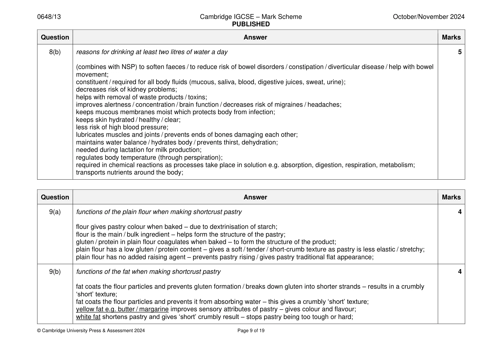 Mark scheme, page 9 of 19