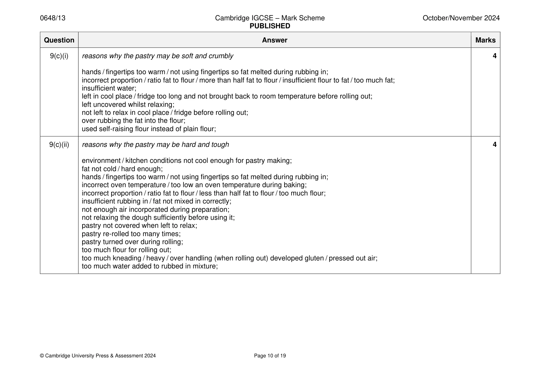 Mark scheme, page 10 of 19