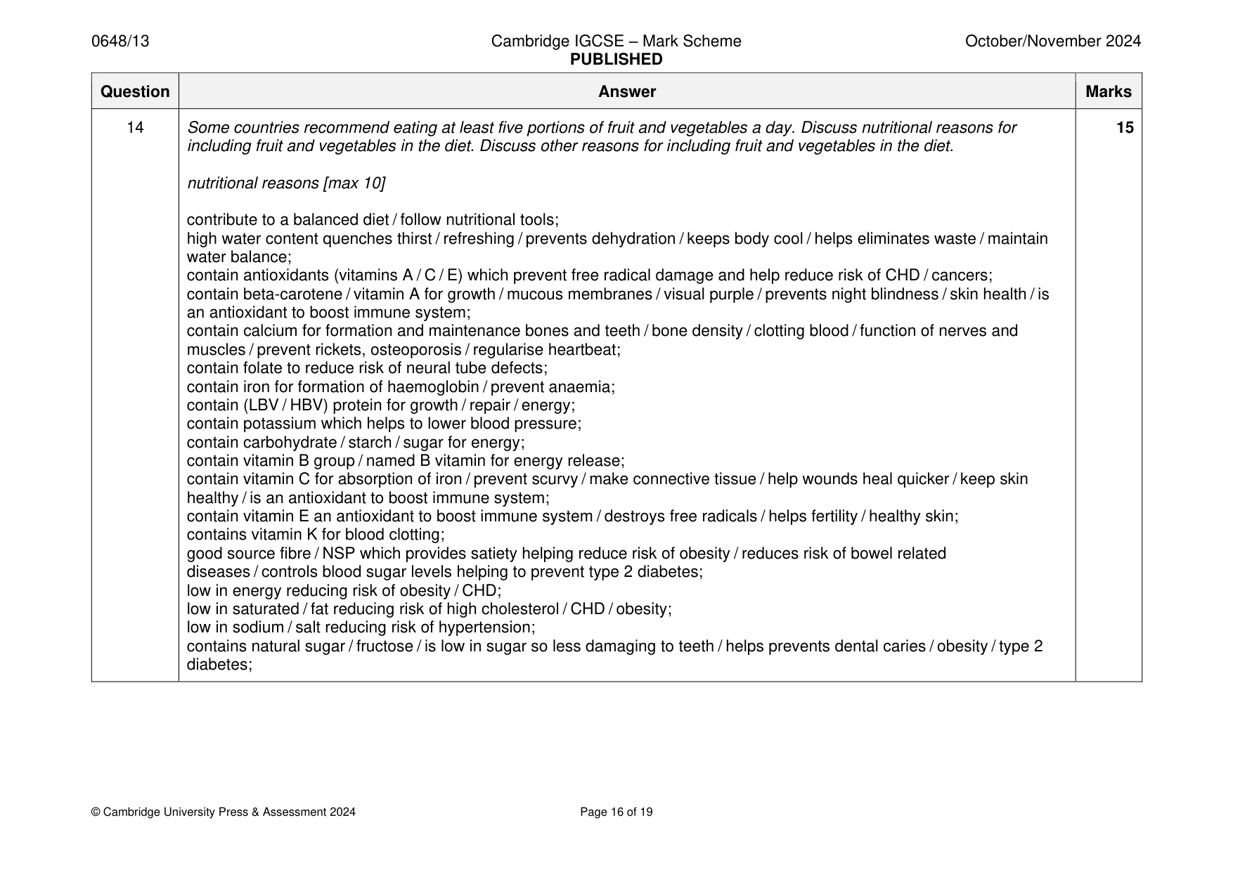 Mark scheme, page 16 of 19