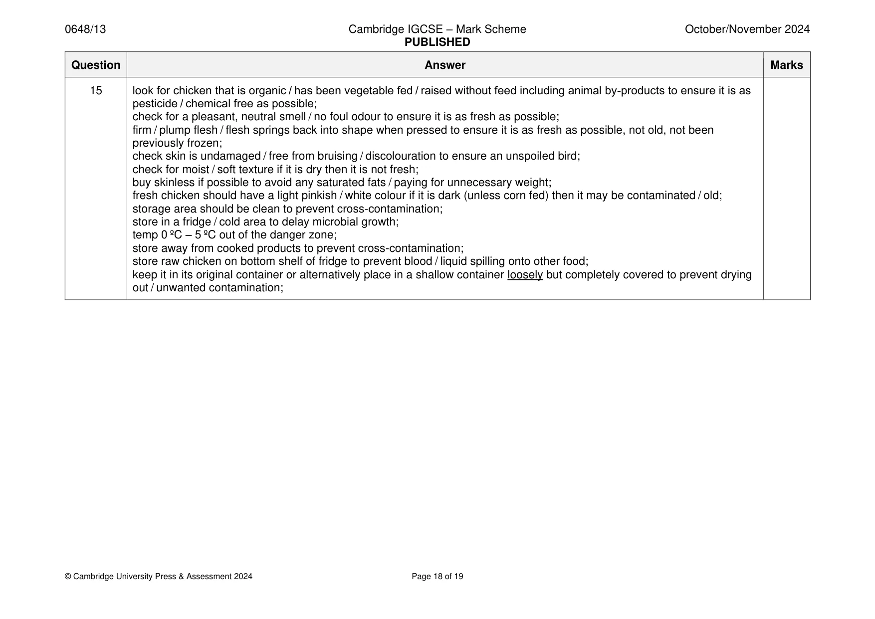 Mark scheme, page 18 of 19